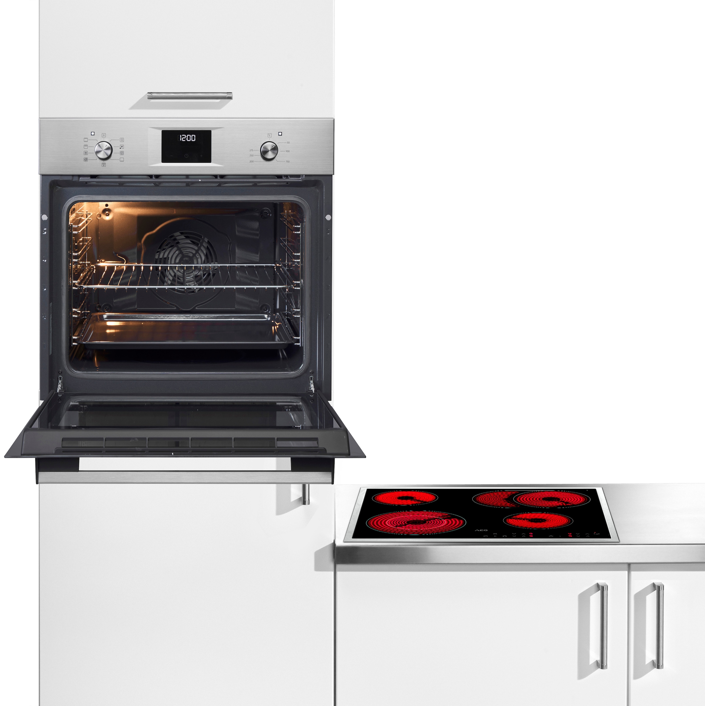 AEG Backofen-Set »OU5AB20ZSM« Aqua Clean Glaskeramikkochfeld, autarker Backofen, mit Timer-Funktion