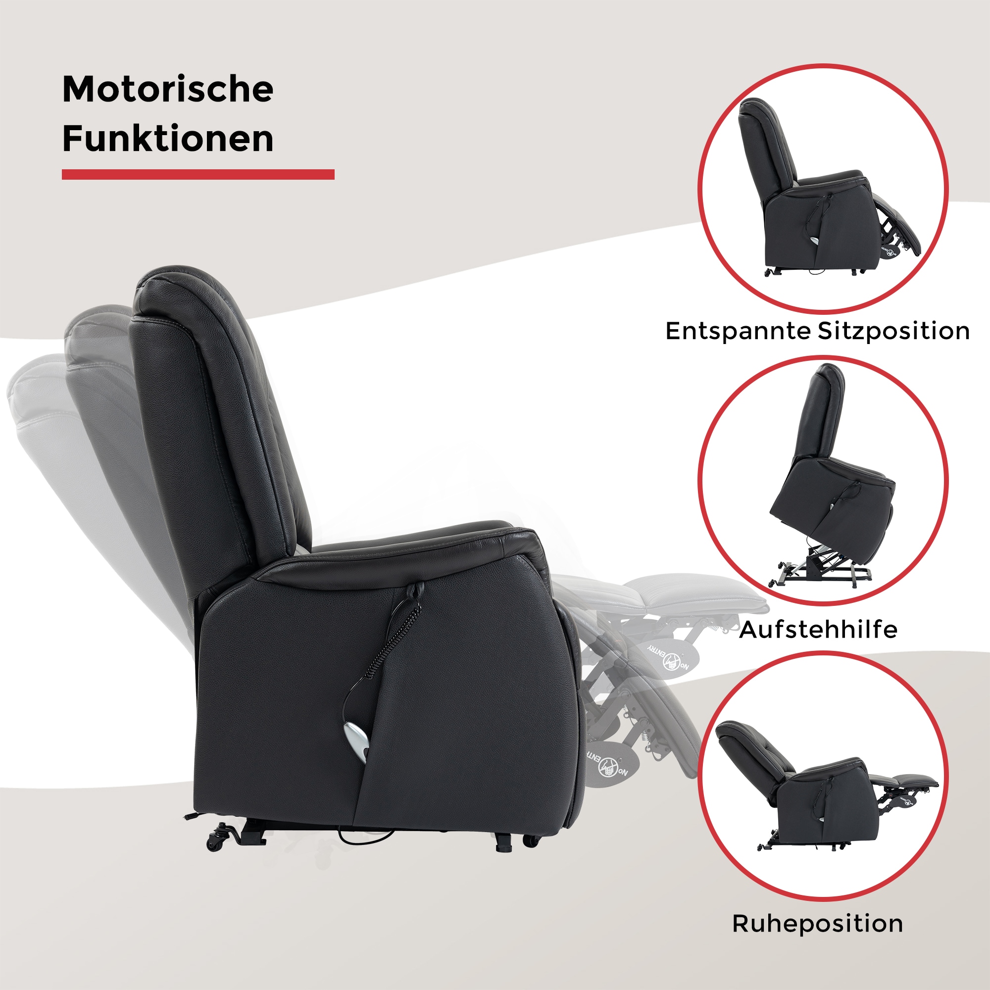 Duo Collection TV-Sessel »Messina XXL bis 150 kg belastbar, mit elektrischer Aufstehhilfe« Relaxfunktion und Taschenfederkern mit Stahlwellenunterfederung