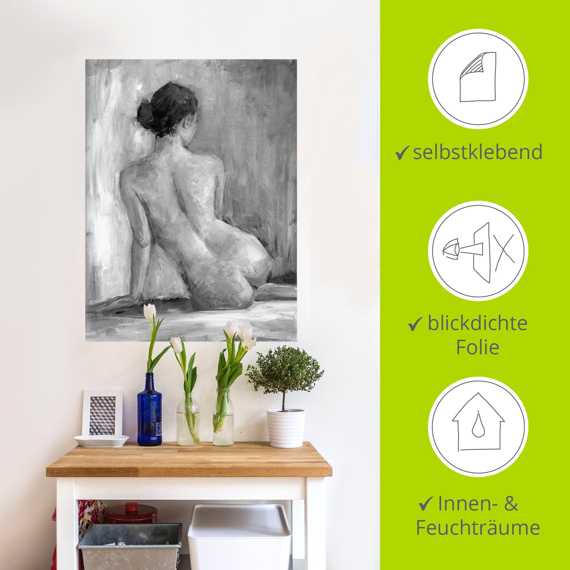Artland Wandbild »Figur in schwarz & weiß I«, Frau, (1 St.), als Alubild, Outdoorbild, Leinwandbild, Poster, Wandaufkleber
