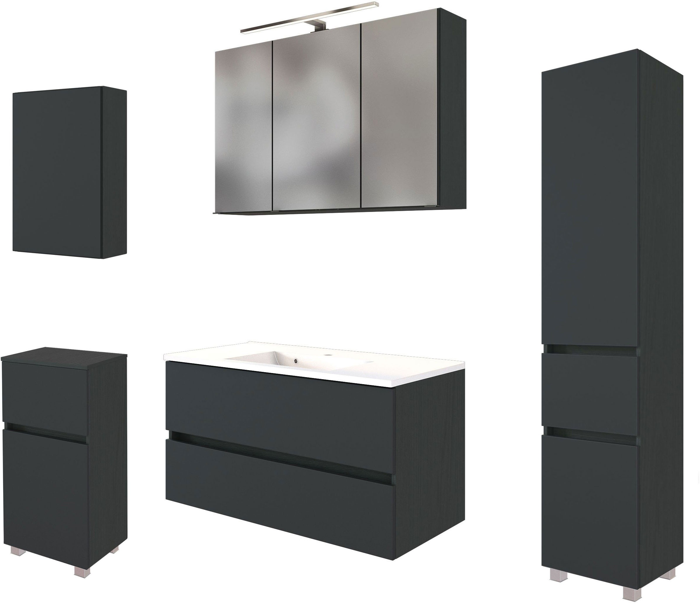 welltime Badmöbel-Set »Welltime Möbel Baabe Waschtisch-Set 3tlg. oder 5tlg. günstig online kaufen