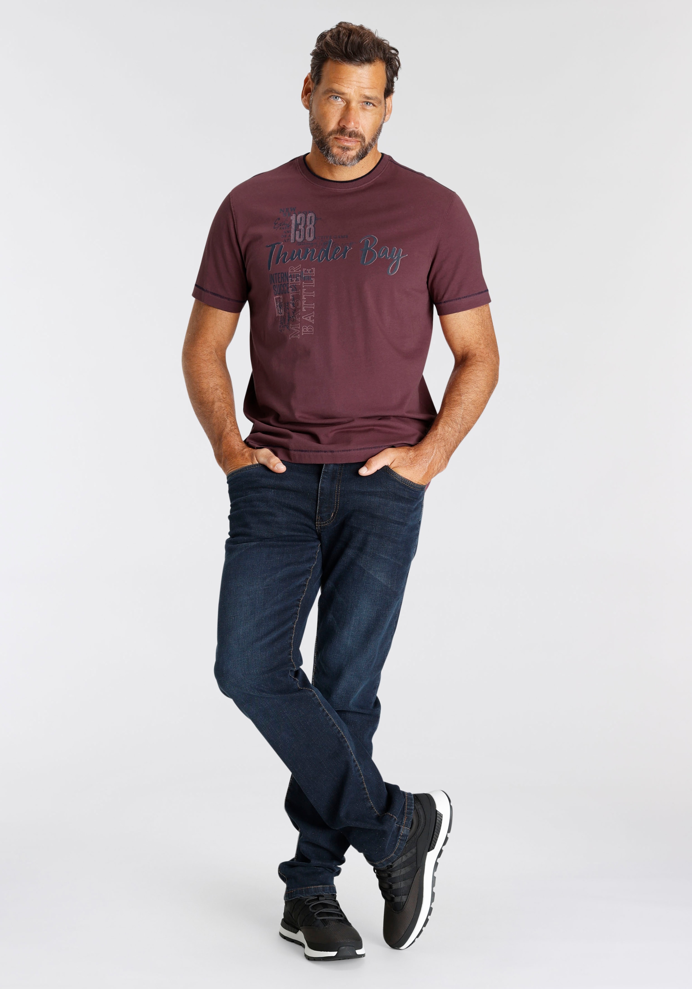 Man's World T-Shirt, Kurzarm, lässiger Print, aus Baumwolle