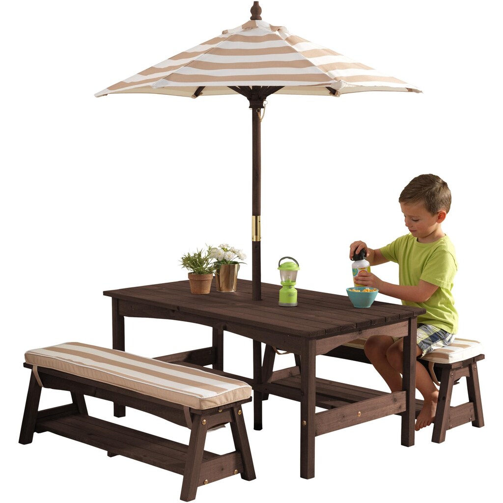 KidKraft® Kindersitzgruppe »Gartentischset dunkelbraun«