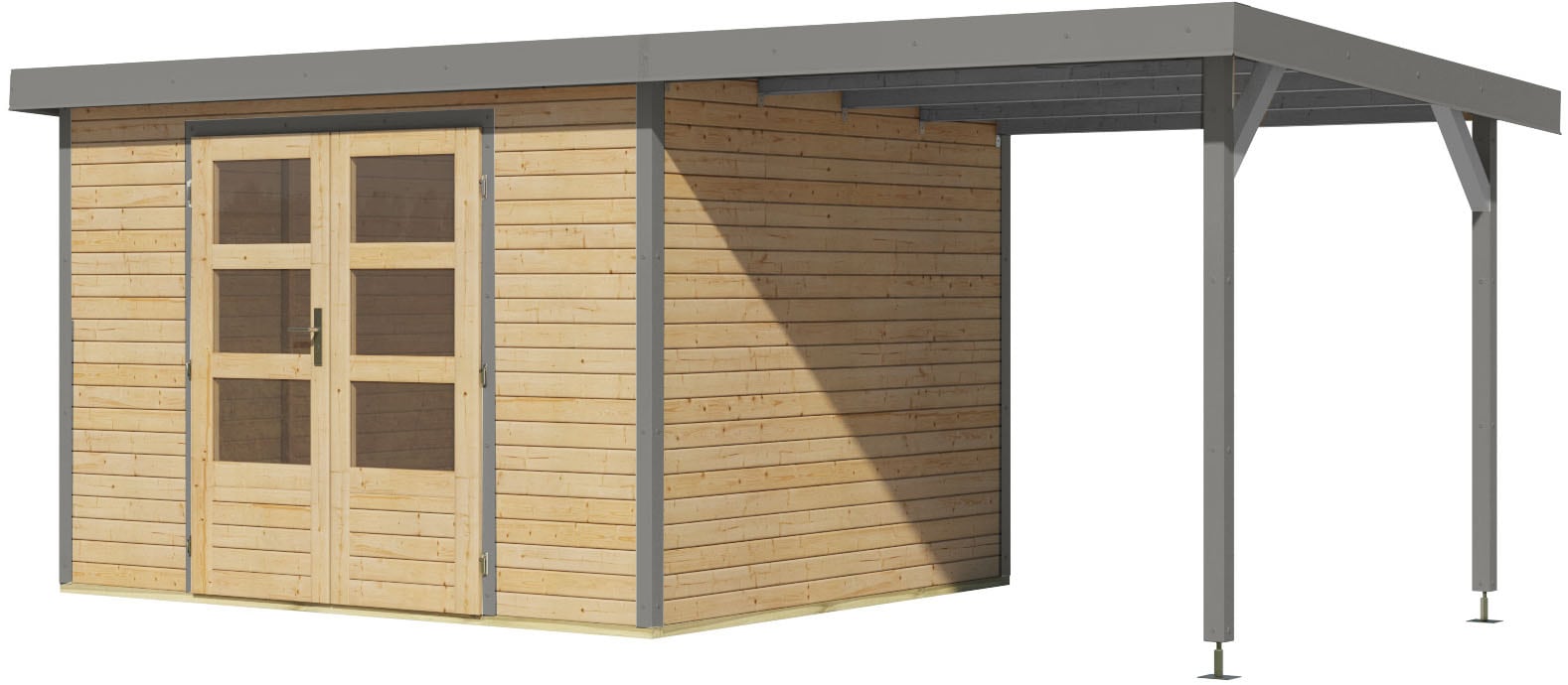 Karibu Gartenhaus »Jupiterino 5  SET, in verschiedenen Farben« inkl. Anbaudach