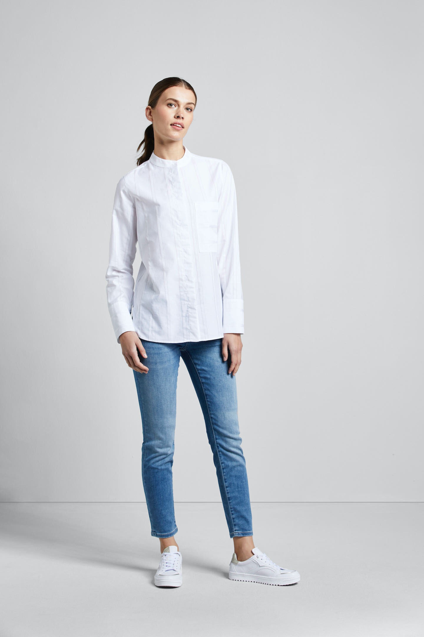 bugatti Hemdbluse, mit Rundhalskragen