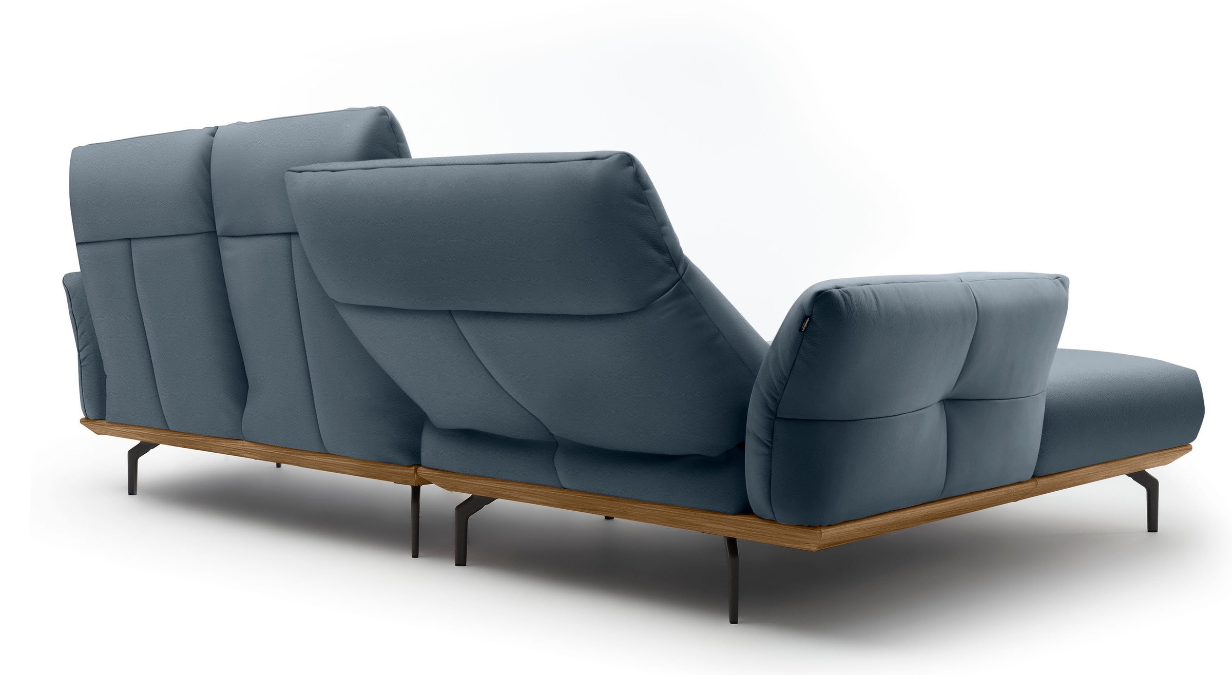 Creation BY ROLF BENZ Ecksofa »CR.460«, Sockel in Nussbaum, Winkelfüße in Umbragrau, Breite 298 cm