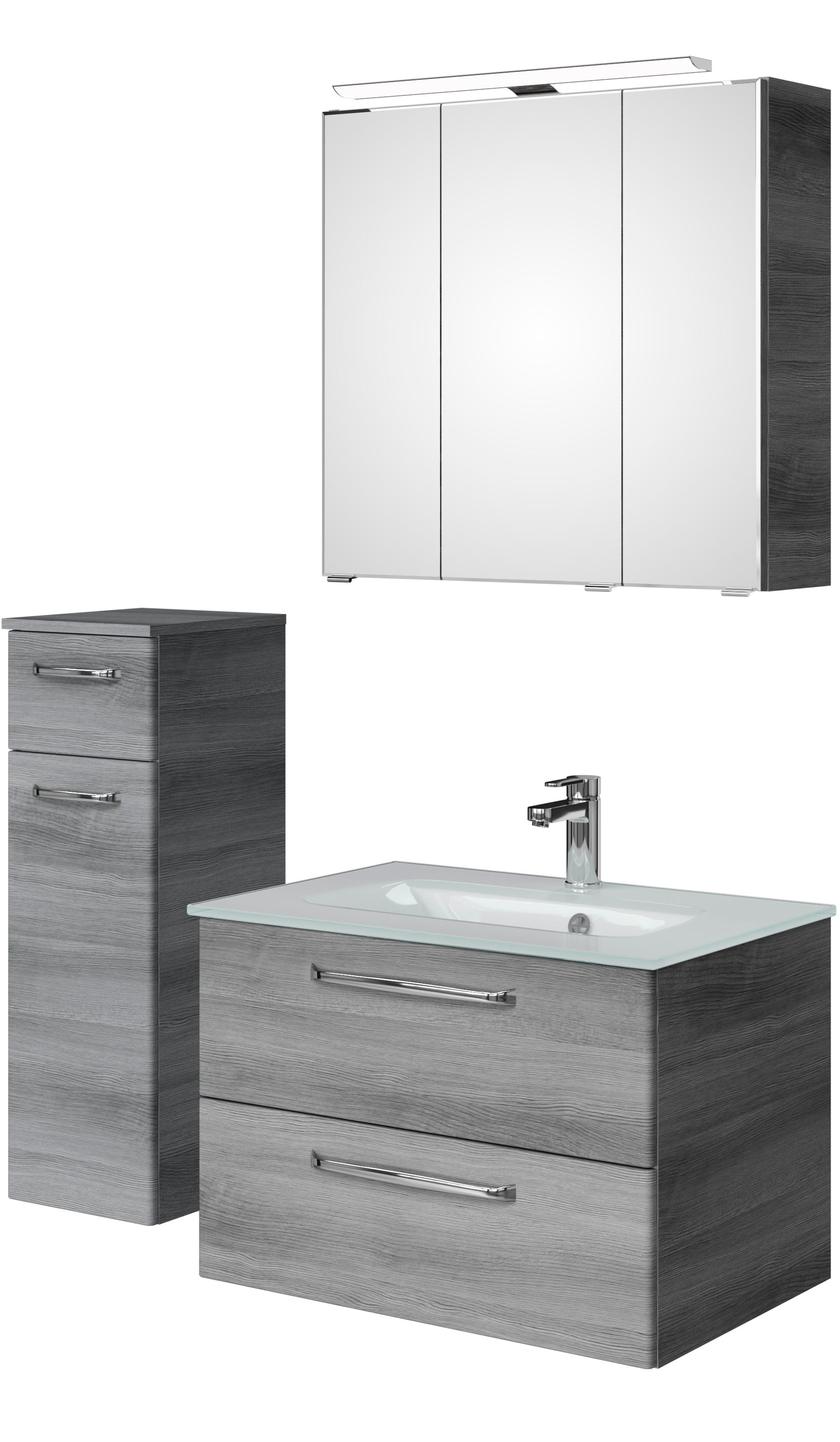 Saphir Badmöbel-Set »Badmöbel-Set Trentino 3-teilig Glas-Waschtisch mit LED günstig online kaufen