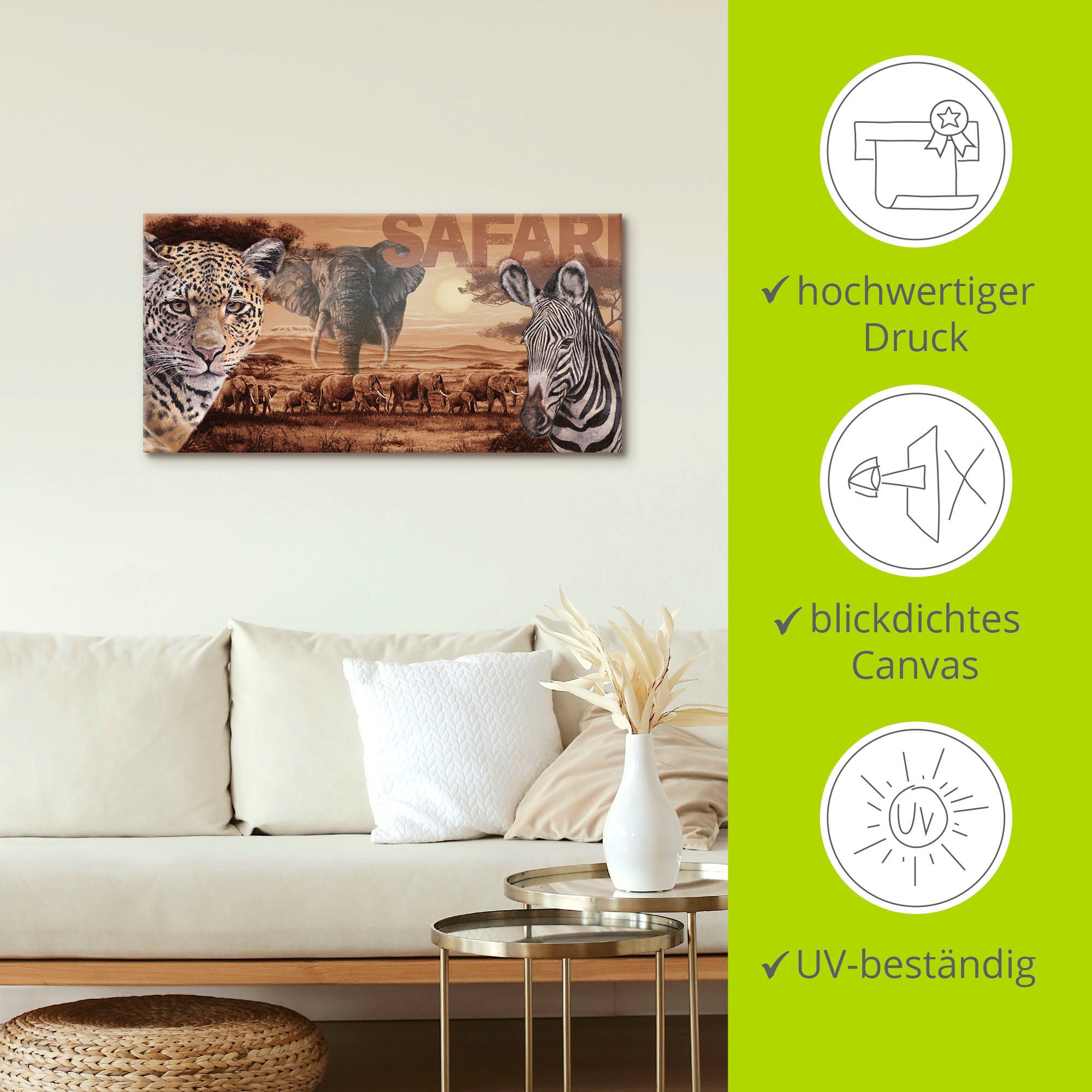 Artland Wandbild »Safari«, Wildtiere, (1 St.), als Alubild, Outdoorbild, Leinwandbild, Wandaufkleber, versch. Größen