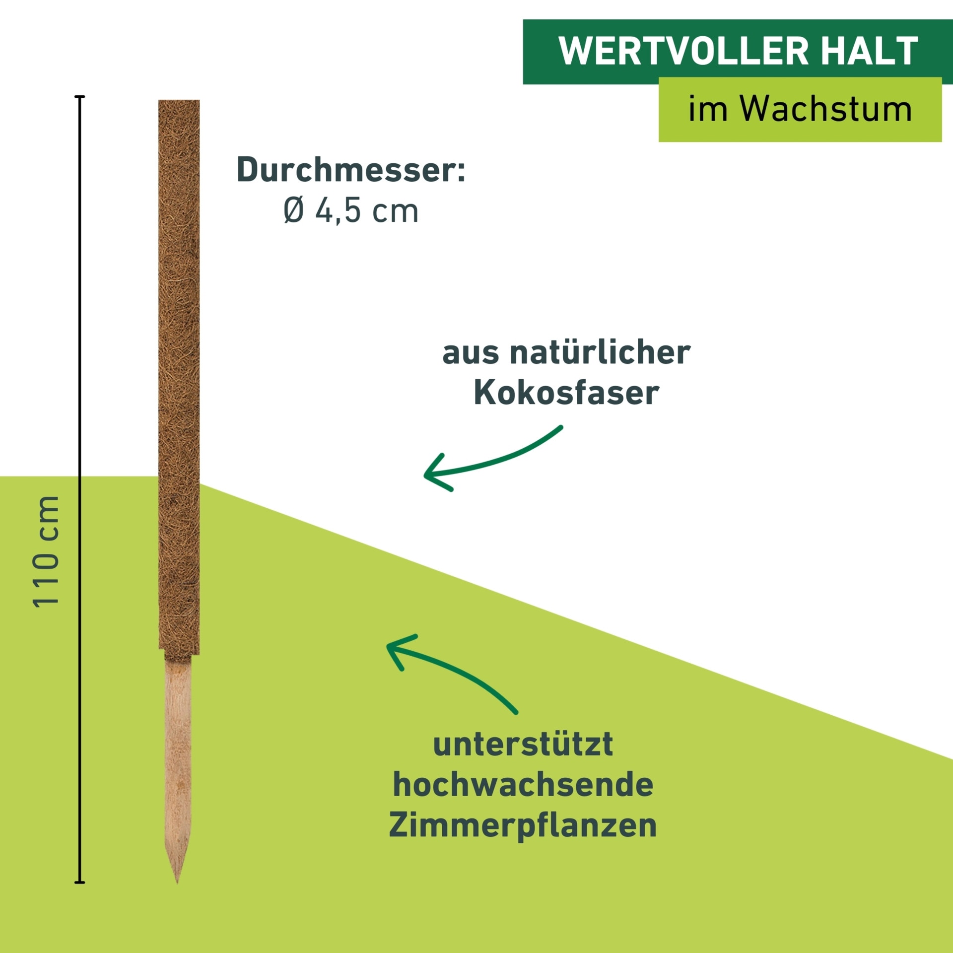 Windhager Rankhilfe »aus Kokos, Pflanzstäbe verlängerbar, Ø 4,5 cm, Rankstab« für hochwachsende Zimmerpflanzen, erhältlich in 60, 80 oder 110 cm