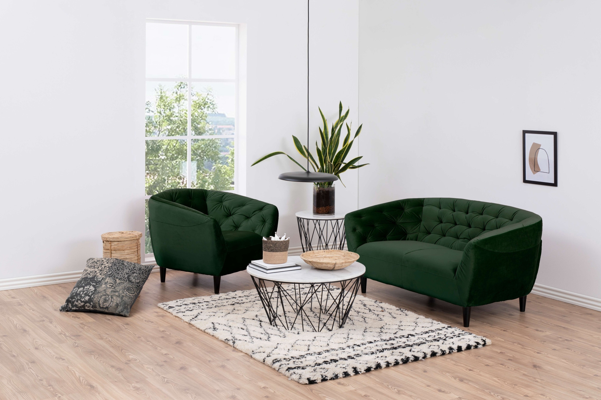 ACTONA GROUP Loungesessel »Ria Armlehnstuhl, Polstersessel, Einzelsofa, Relaxsessel,«, 1-Sitzer, Samtstoff, Massivholz-Beine, Taschenfederkern, Tufting