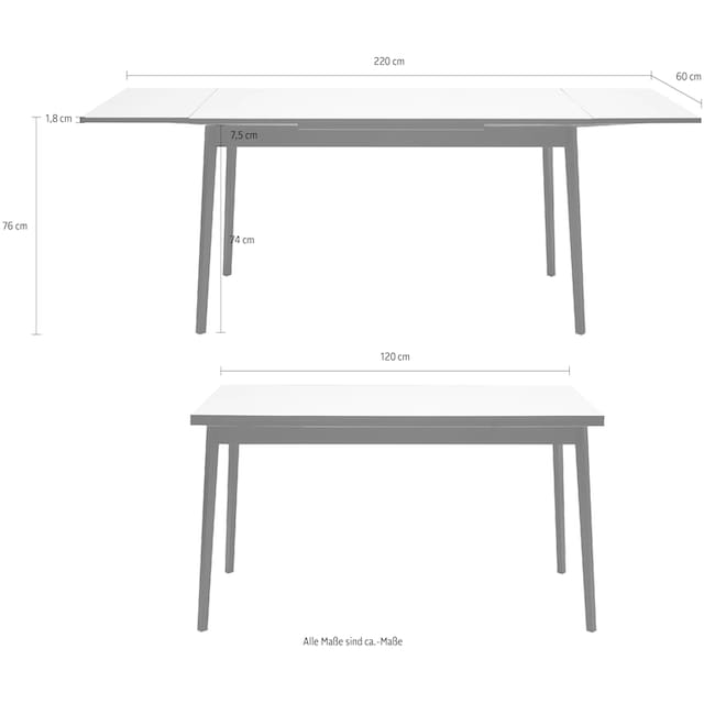 Hammel Furniture Esstisch »Basic by Hammel Single«, 120(220)x80 cm,  Tishplatte aus Melamin und Gestell in Massivholz online bestellen
