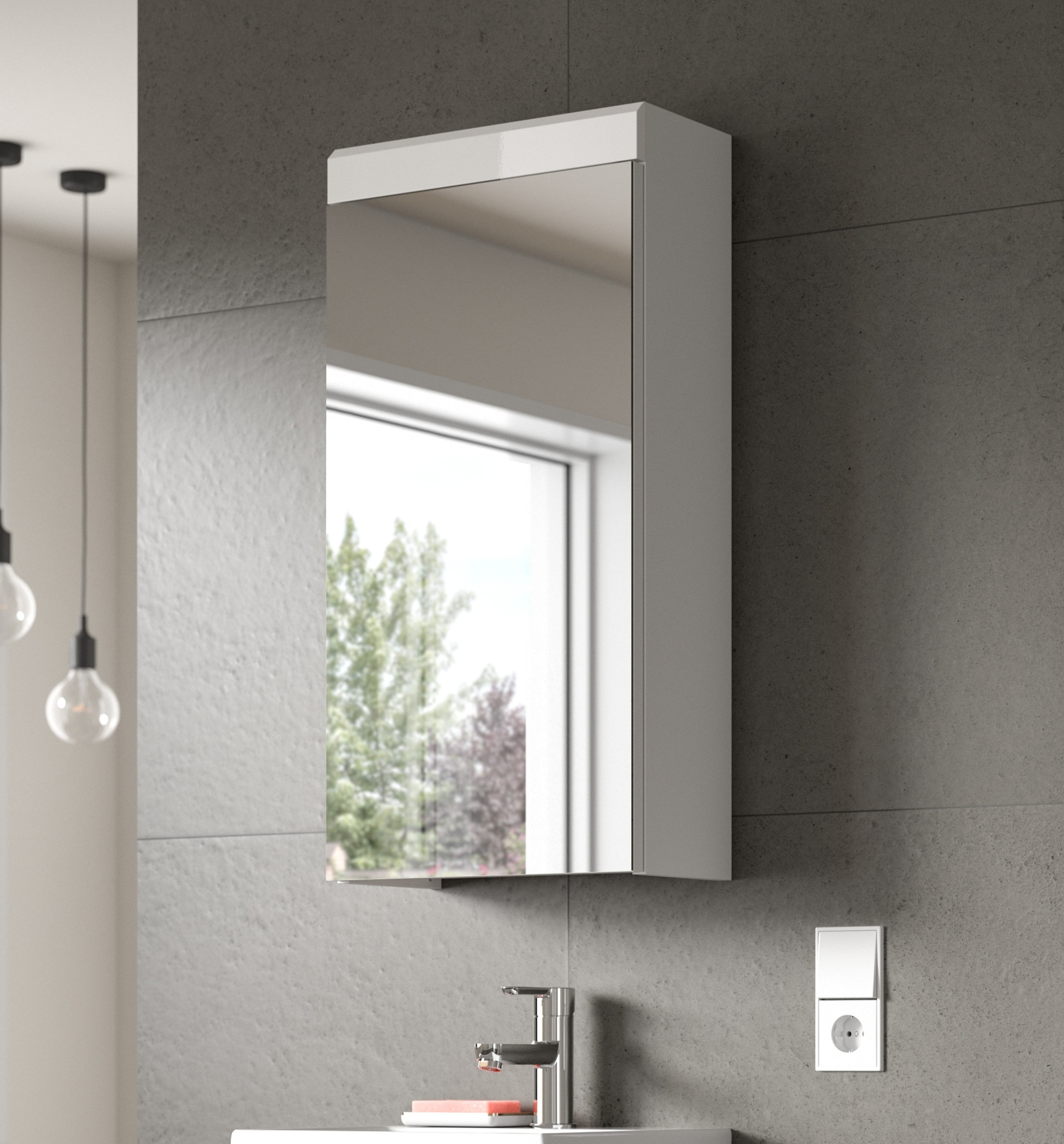 welltime Badezimmerspiegelschrank »SIENA, Breite 40 cm, 1 Spiegeltür, 2 Einlegeböden, 3 Fächer« Badmöbel, Badschrank, Schrank, Bad, Spiegel, Hängespiegel, Badspiegel