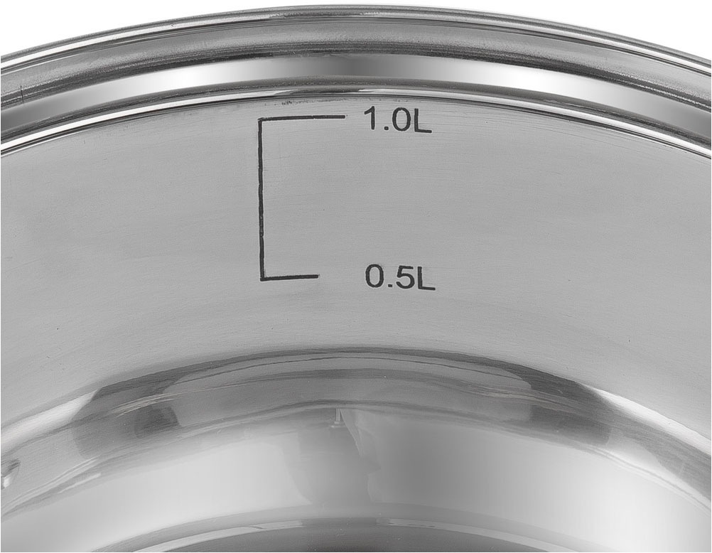 RESTO Kitchenware Kasserolle »Libra, Soßentopf 1,4 l, energiesparend und spülmaschinenfest«, Edelstahl 18/10, (2 tlg.), mit hitzebeständigem Glasdeckel und Griff