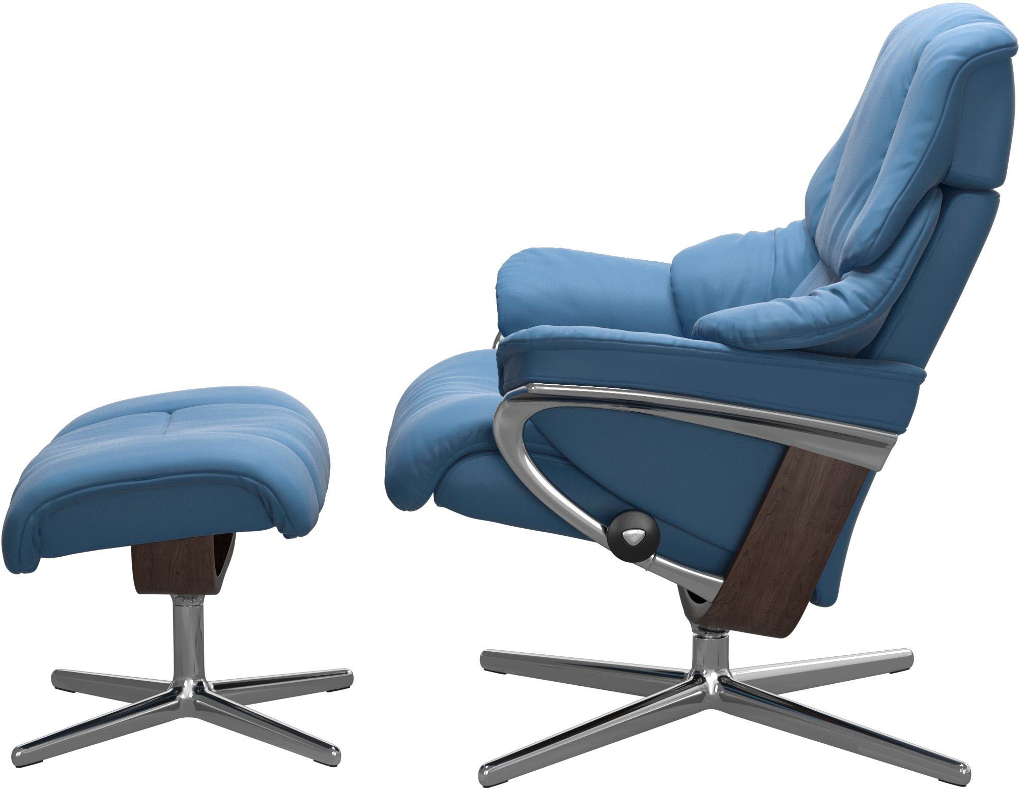 Stressless® Relaxsessel »Reno« Set, Relaxsessel mit Hocker,  mit Hocker, mit Cross Base, Größe S, M & L, Holzakzent Wenge