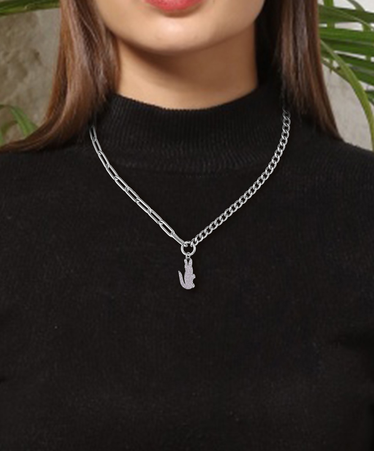 Lacoste Kette mit Anhänger »CROCODILE«, mit Preciosa Crystal