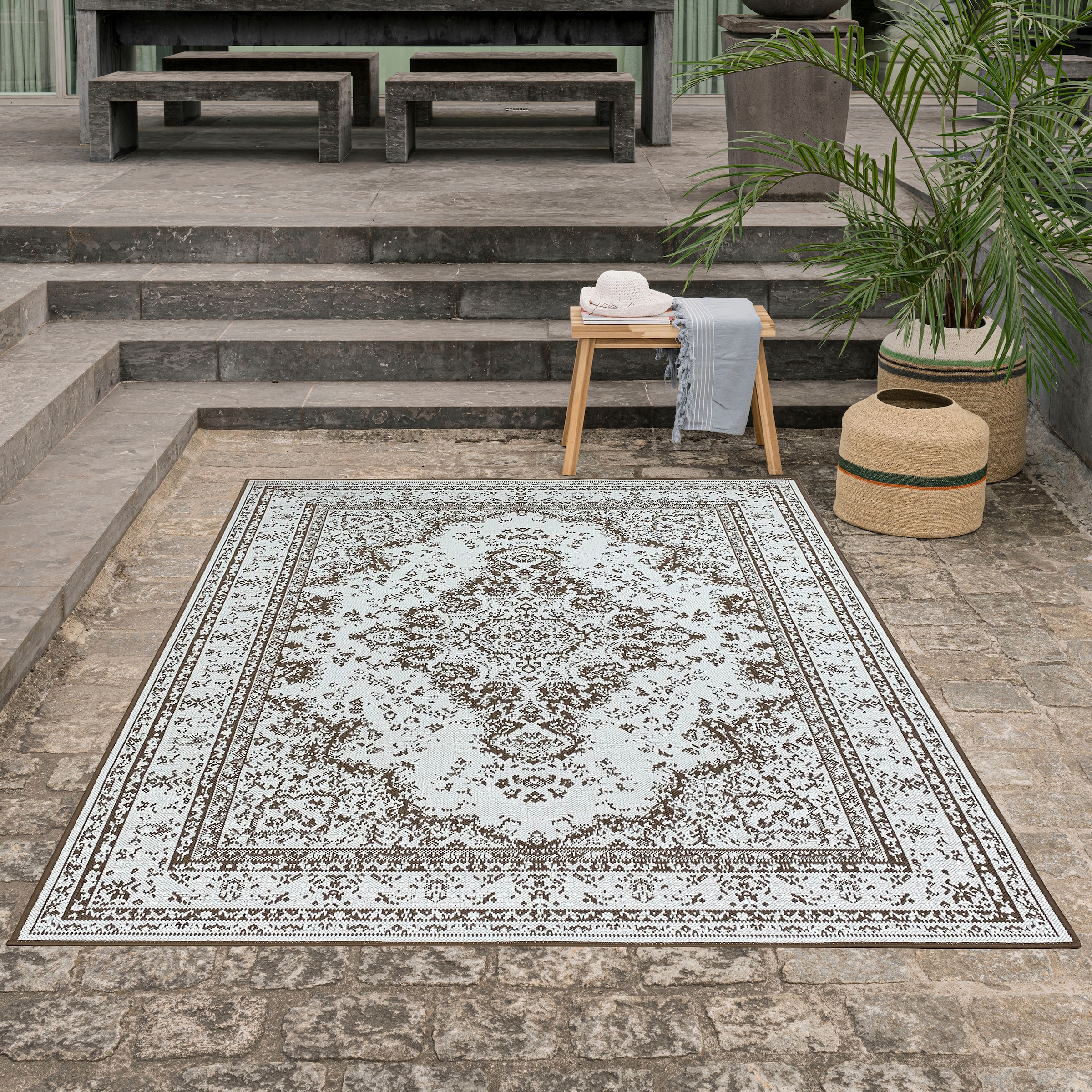 Home affaire Teppich »Oriental Outdoor«, rechteckig, 5 mm Höhe, In- und Outdoor geeignet, Sisal-Optik, Wendeteppich, Orient-Design