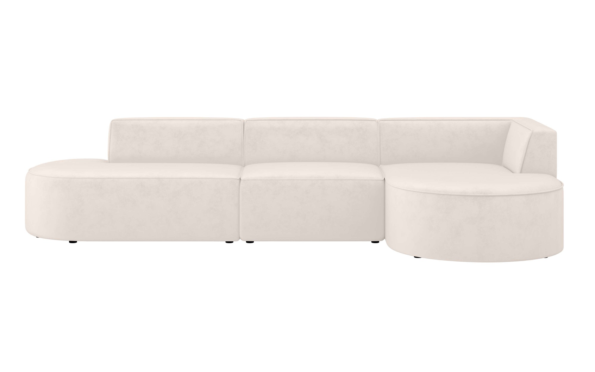andas Ecksofa »EIVIND Designer Sofa mit Ottomane rechts/links, B/T/H: 343/159/72 cm«, L-Form mit Wellenunterfederung, auch in Feincord und Bouclé