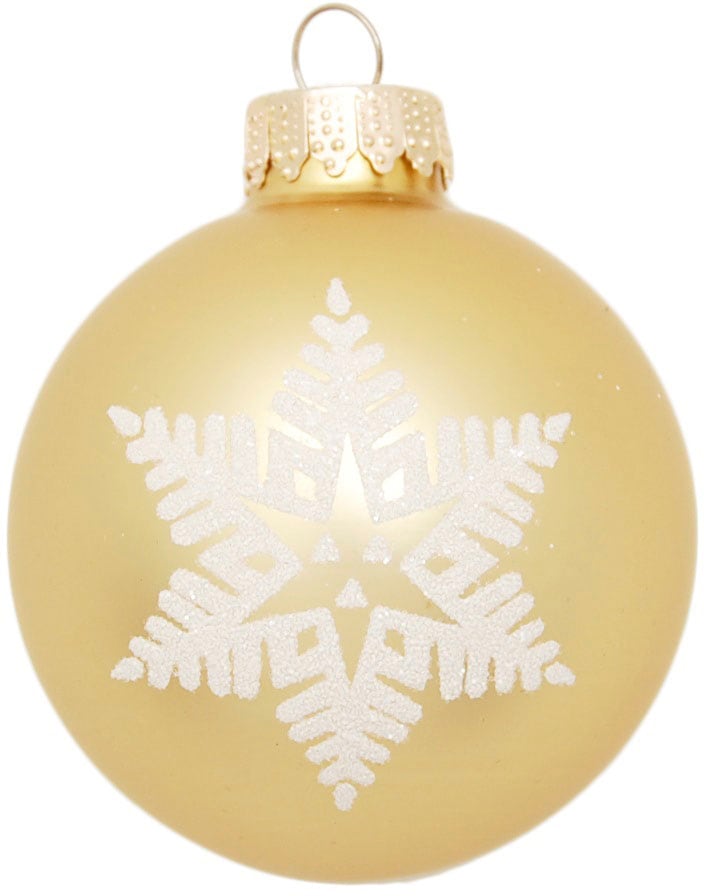 bei Christbaumschmuck, Weihnachtsbaumkugel 16 (Set, »Schneeflocke online aus goldfarben«, Glas Krebs Christbaumkugeln Weihnachtsdeko, Lauscha St.), Glas
