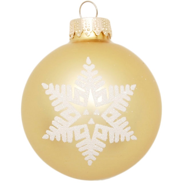 Christbaumschmuck, Christbaumkugeln Weihnachtsbaumkugel 16 »Schneeflocke goldfarben«, bei St.), Glas (Set, online Glas aus Lauscha Krebs Weihnachtsdeko,