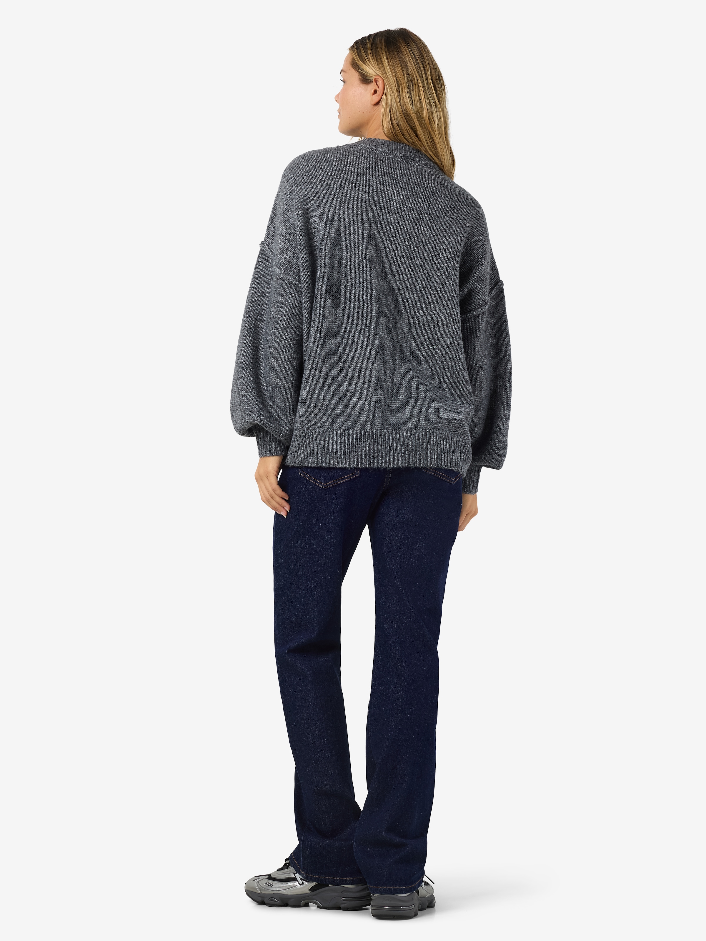 Noisy may Strickpullover »NMLUISA L/S O-NECK KNIT NOOS« Materialmix, loose fit, mit Wolle