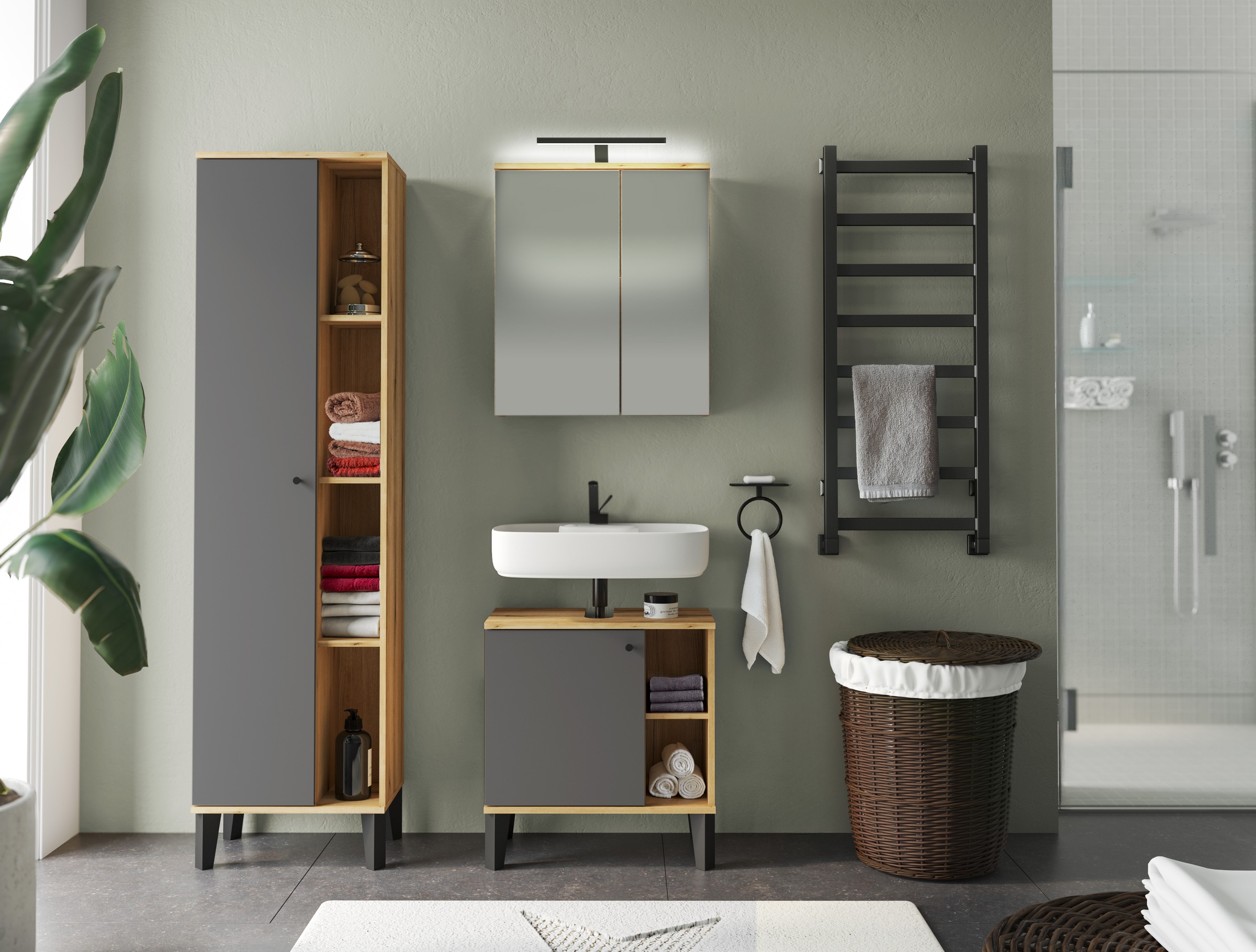 INOSIGN Badmöbel-Set »OSLO, Bad im skandinavischen Design, 5-teiliges Badez günstig online kaufen