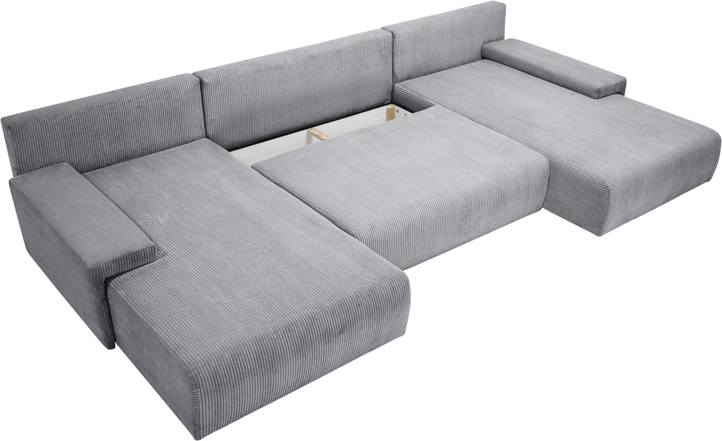 WERK2 Wohnlandschaft »Amalfi« XXL Design Wohnlandschaft in Cord mit Schlaffunktion & Bettkasten