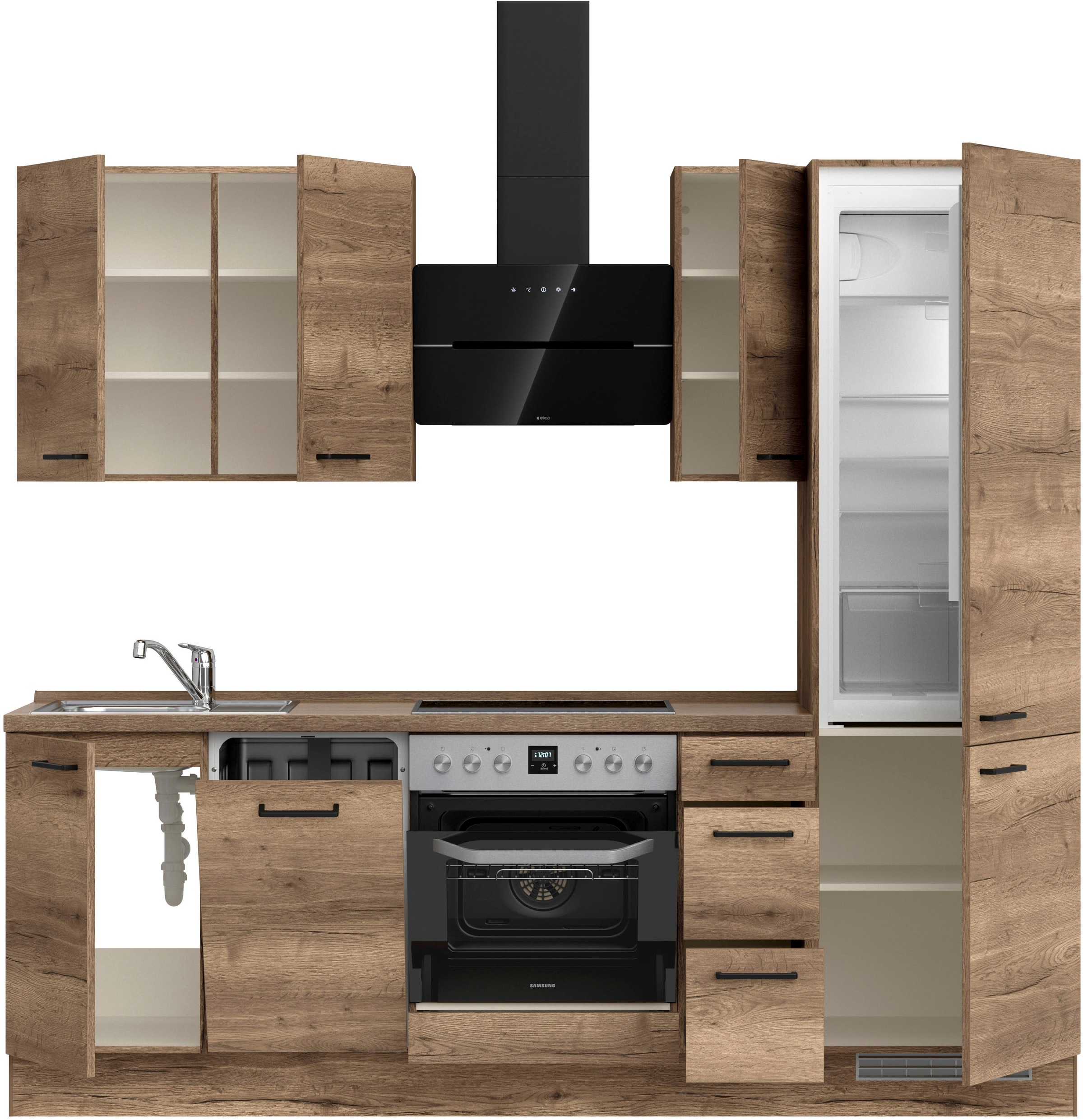 nobilia® Küchenzeile »"Structura II"«, vormontiert, Ausrichtung wählbar, Breite 240 cm, wahlw. mit E-Geräten