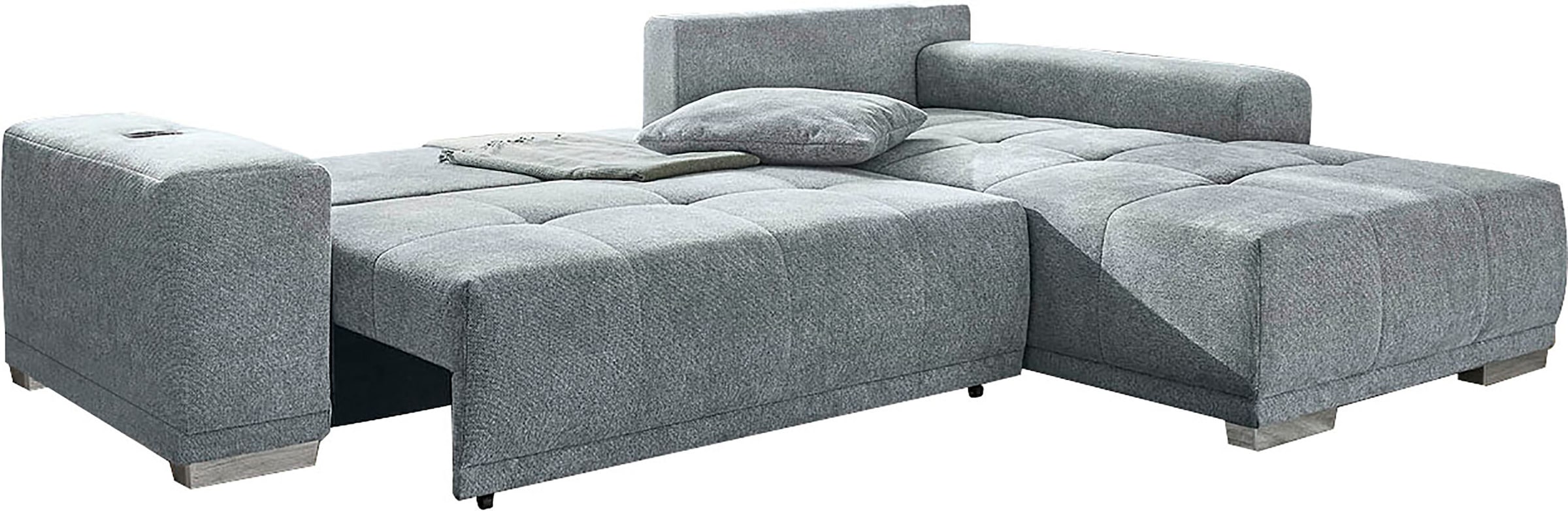 Jockenhöfer Gruppe Ecksofa »Luciano L-Form mit induktiver Lademöglichkeit, USB-A & USB-C Ladeport«, Bettkasten/Stauraum, rechts/links montierbar, große Liegefläche