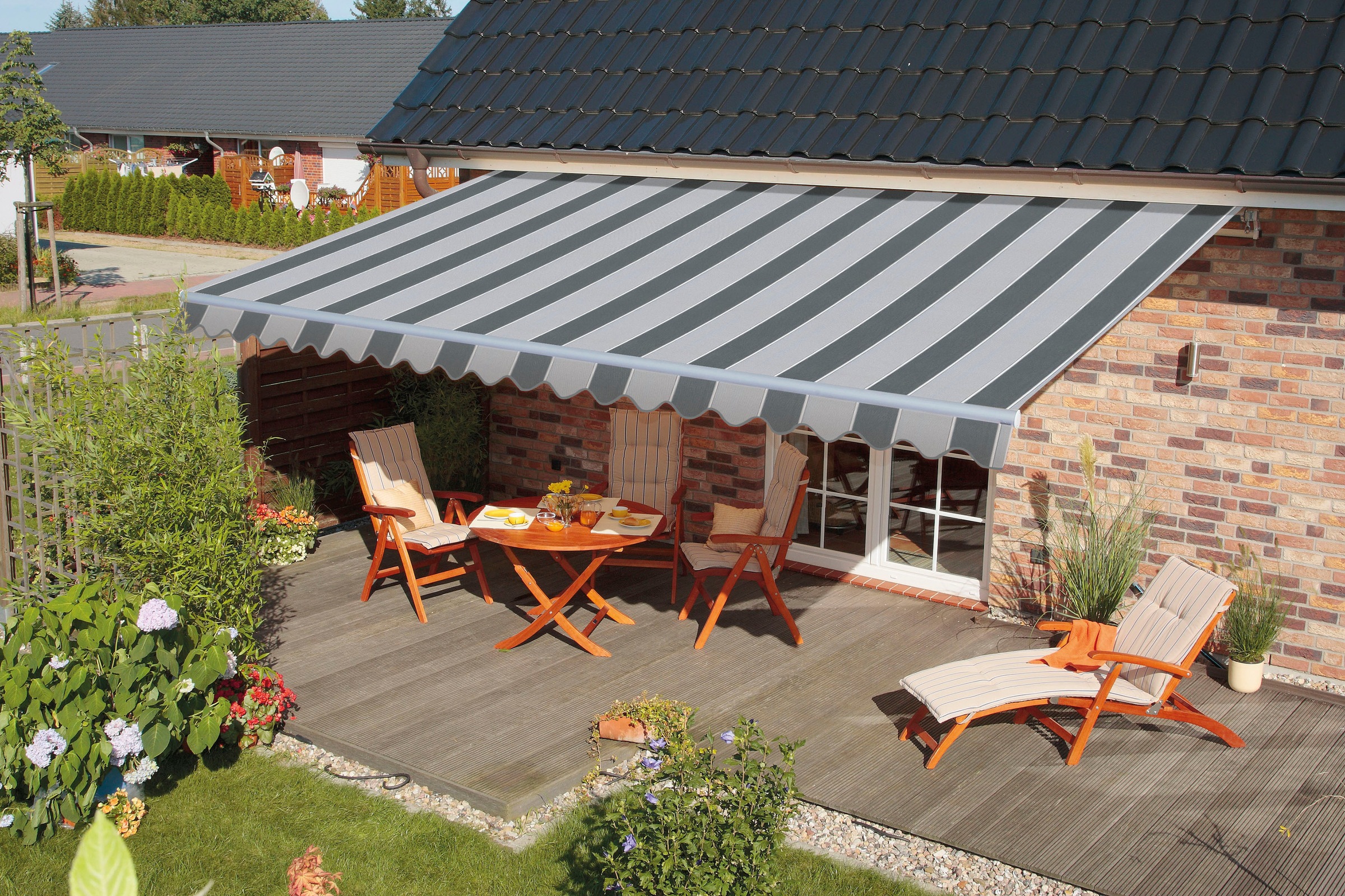 Spettmann Gelenkarmmarkise »STAR FIX«, 400 cm Breite, 250 cm Ausfall, Volant gewellt
