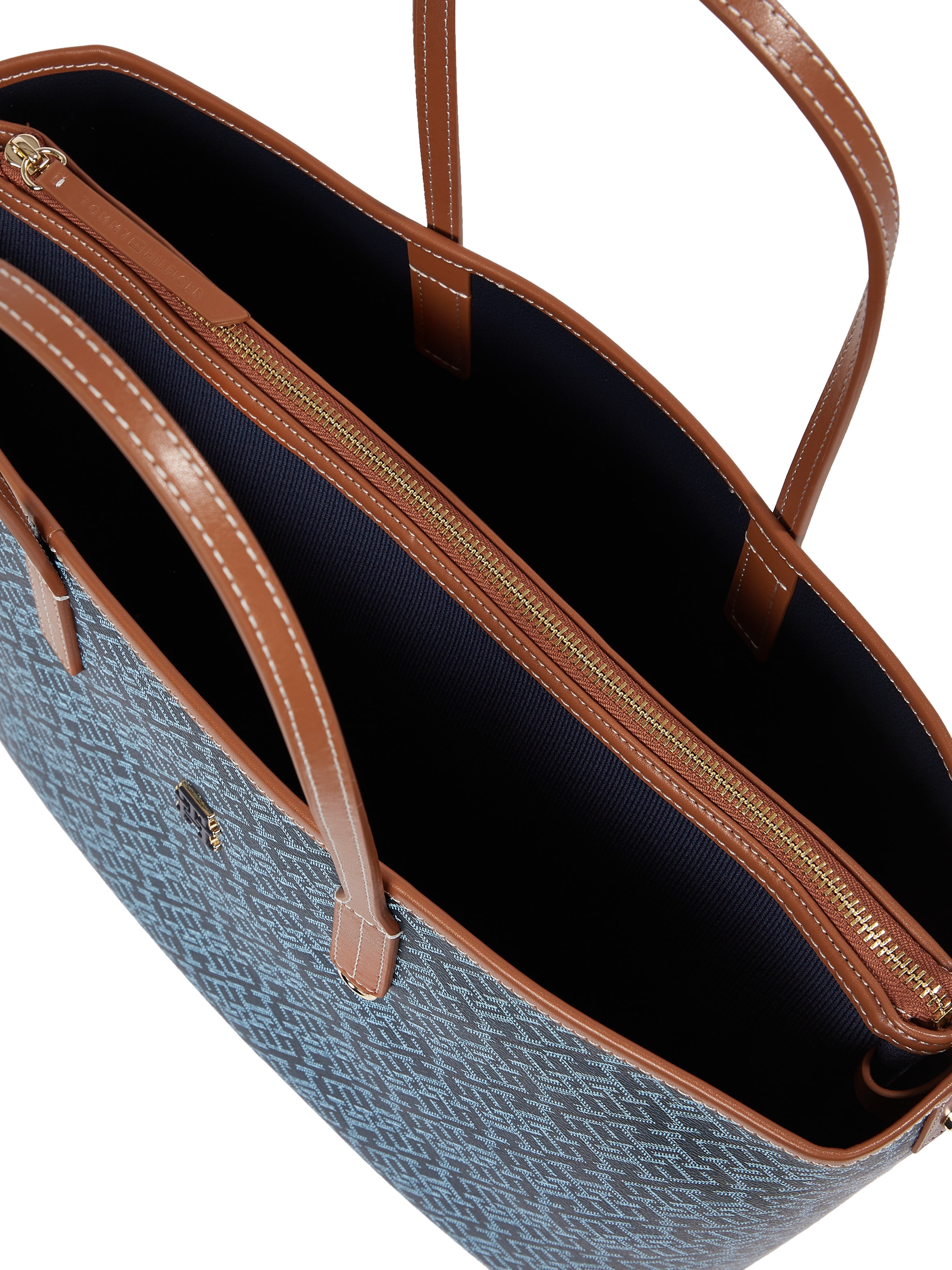 Tommy Hilfiger Tragetasche »TH MONOPLAY LEATHER TOTE«, Damen Schultertasche, Henkeltasche, Shopper mit Allover-Print