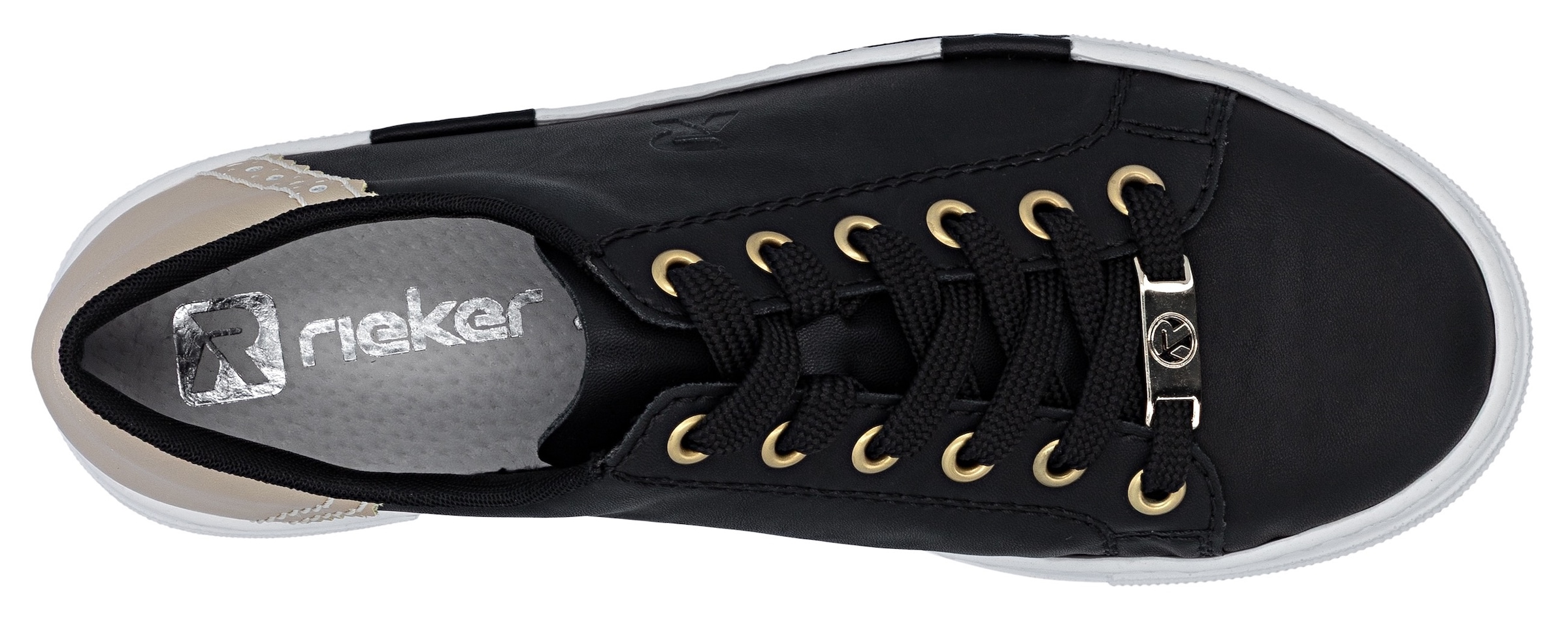 Rieker Plateausneaker  mit Metallic-Fersenkappe, Freizeitschuh, Halbschuh, Schnürschuh