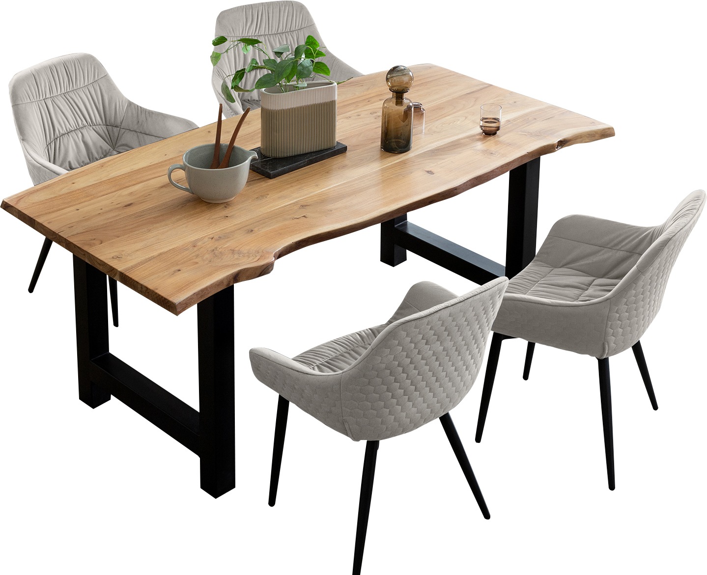 SalesFever Essgruppe »Esszimmerausstattung aus Holz und Metall« Set, 5 Stk. günstig online kaufen