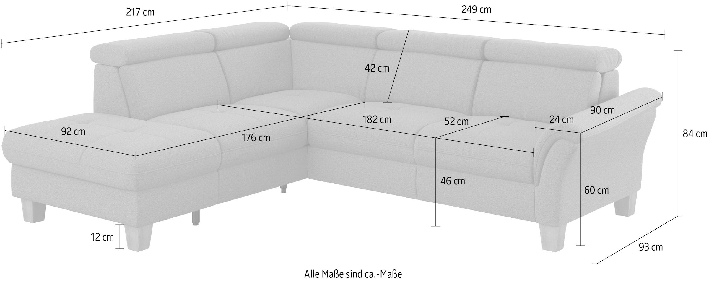 Home affaire Ecksofa »Lindgren L-Form«, wahlweise mit TV-Funktion, Stauraum und Kopfteilverstellung