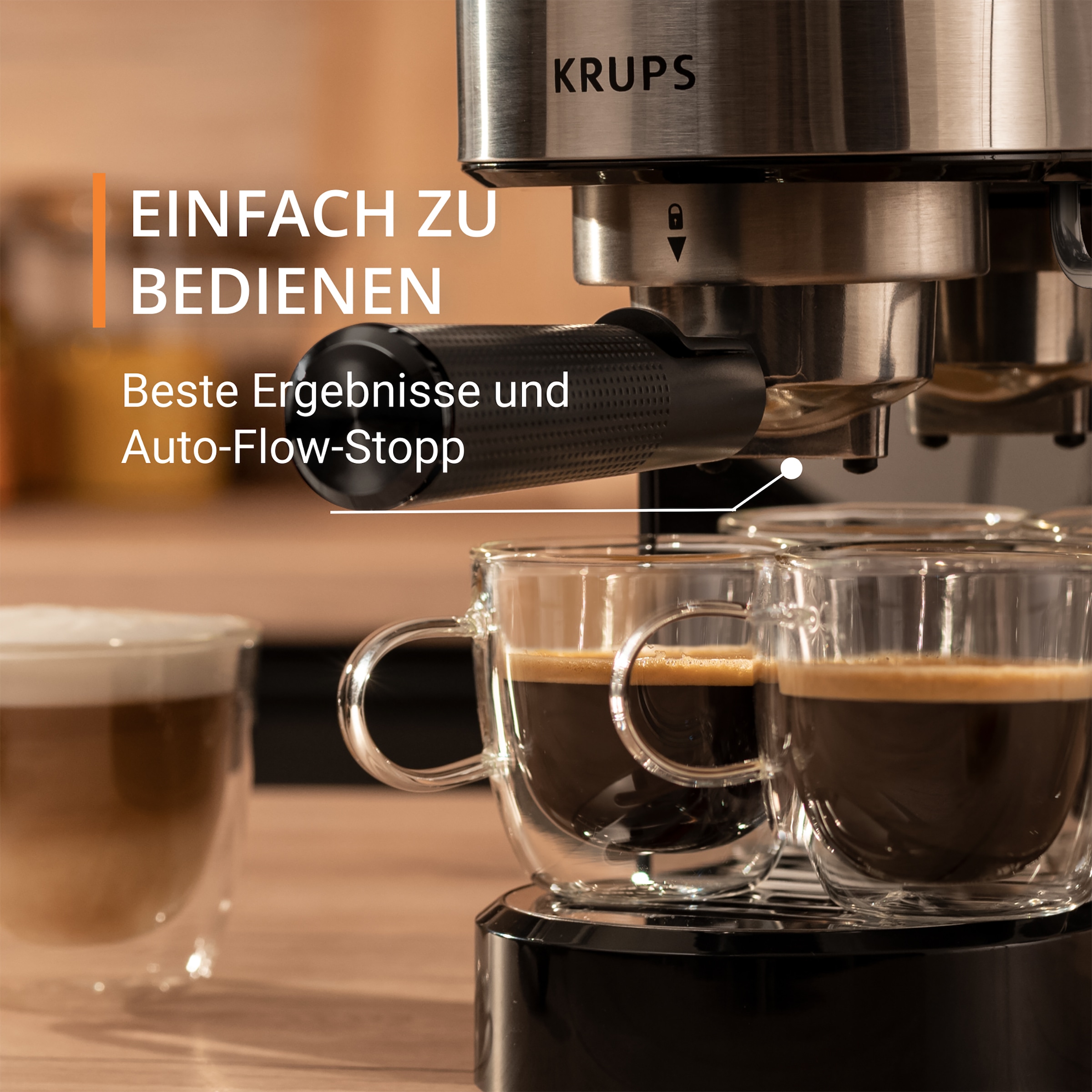 Krups Espressomaschine »XP4418 Virtuoso Essential, Siebträger«, Edelstahl-Applikationen, schlankes kompaktes Design, 2 Filtereinsätze