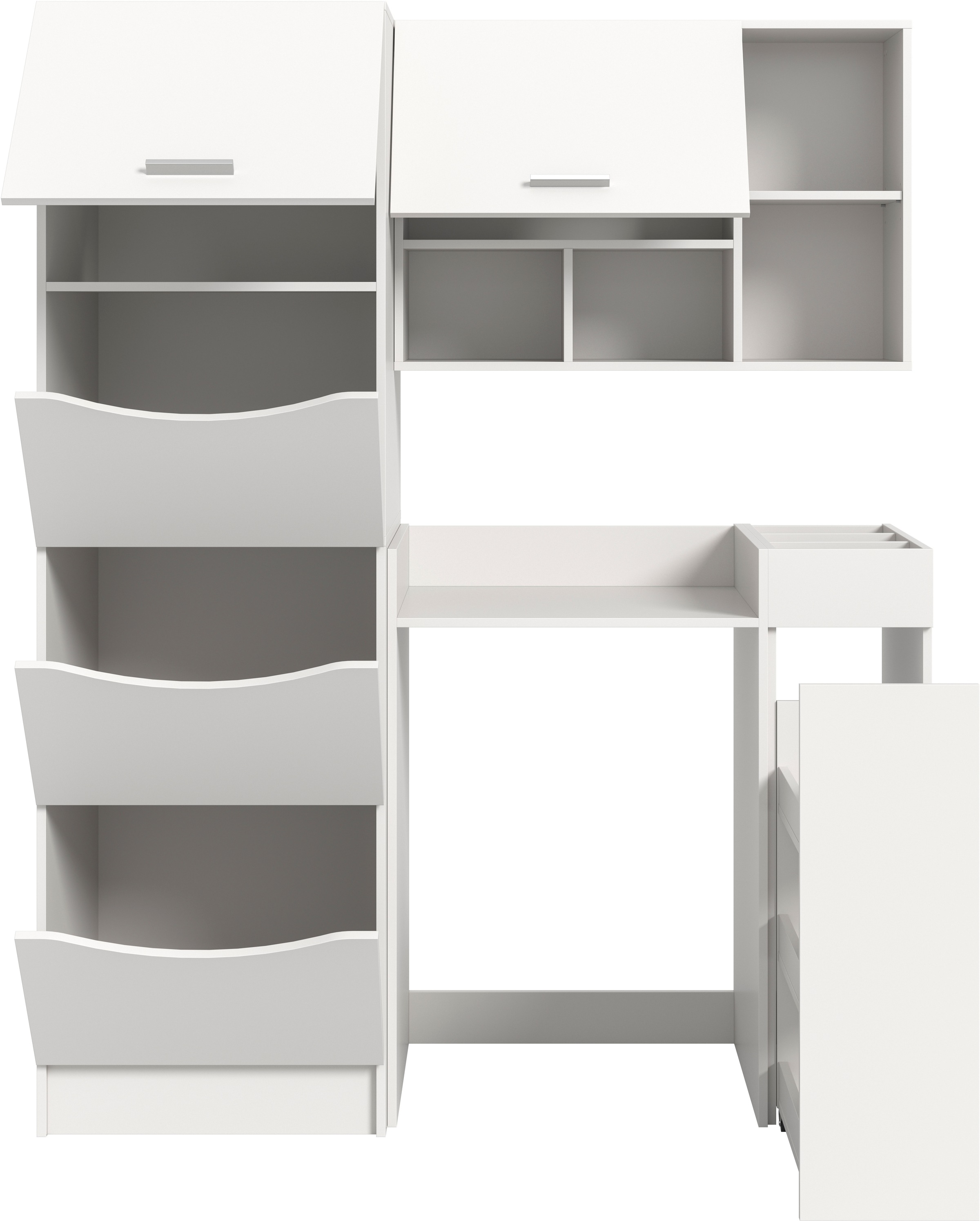 welltime Badmöbel-Set »FALAS, TOPSELLER!, 4-teilig, Hauswirtschaftsraum Set, Breite 126 cm«, (Set, 4 St., Wäschschrank, Waschmaschinenumbauschrank, Standregal, Hängeschrank), Kombination, Waschmaschinenumbau, Waschmaschinenschrank, Wäschekammer