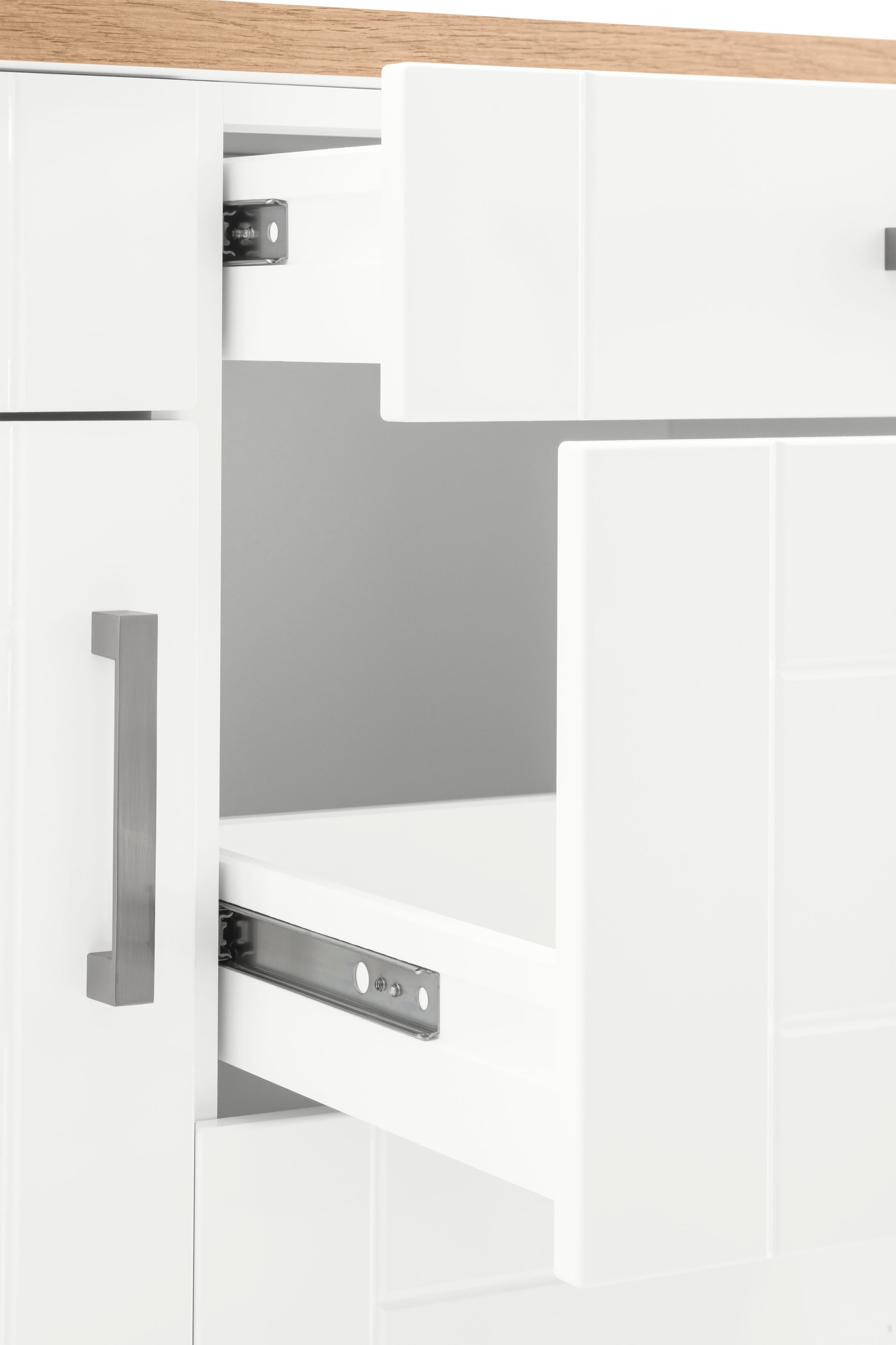 KOCHSTATION Unterschrank »KS-Tinnum«, 180 cm breit, Metallgriffe, MDF Fronten, 3 Schubkästen, 2 Auszüge