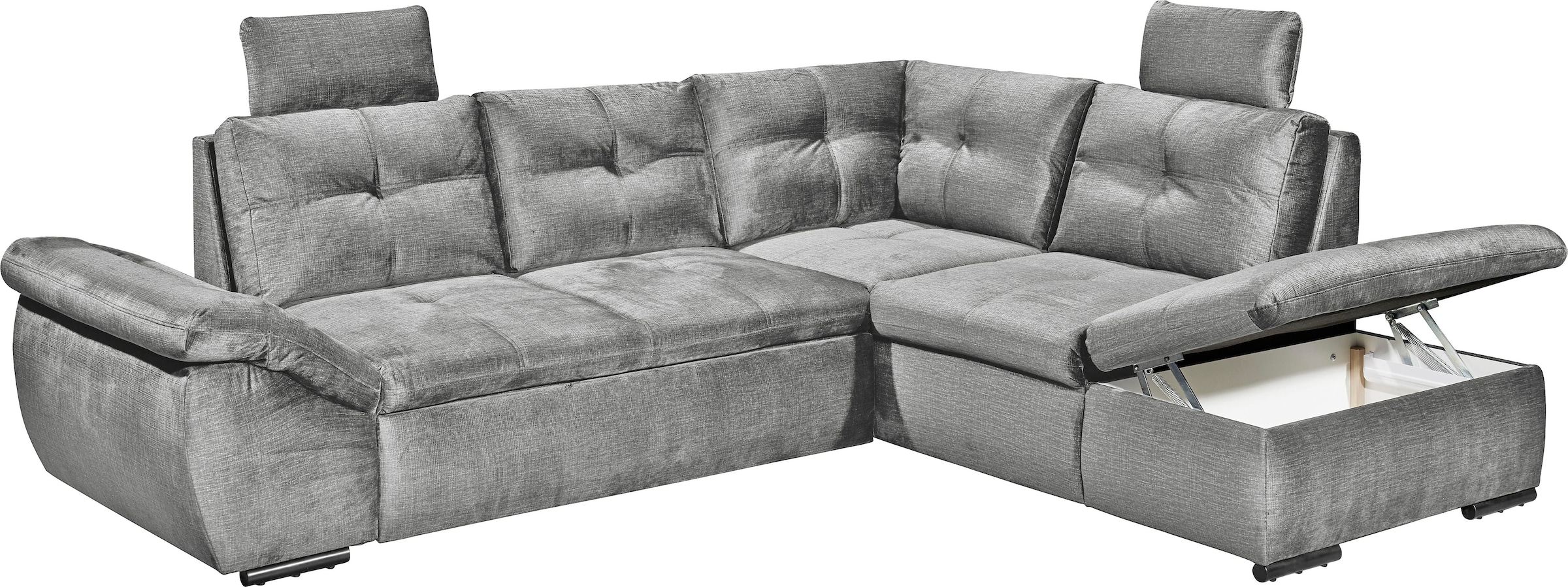 ED EXCITING DESIGN Ecksofa »Alija L-Form« mit Bettfunktion, Bettkasten, Armteilverstellung & Kopfstützen