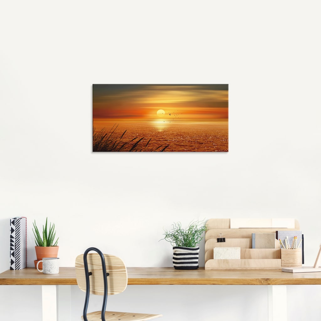 Artland Glasbild »Sonnenuntergang über dem Meer«, Sonnenaufgang & -untergang, (1 St.)