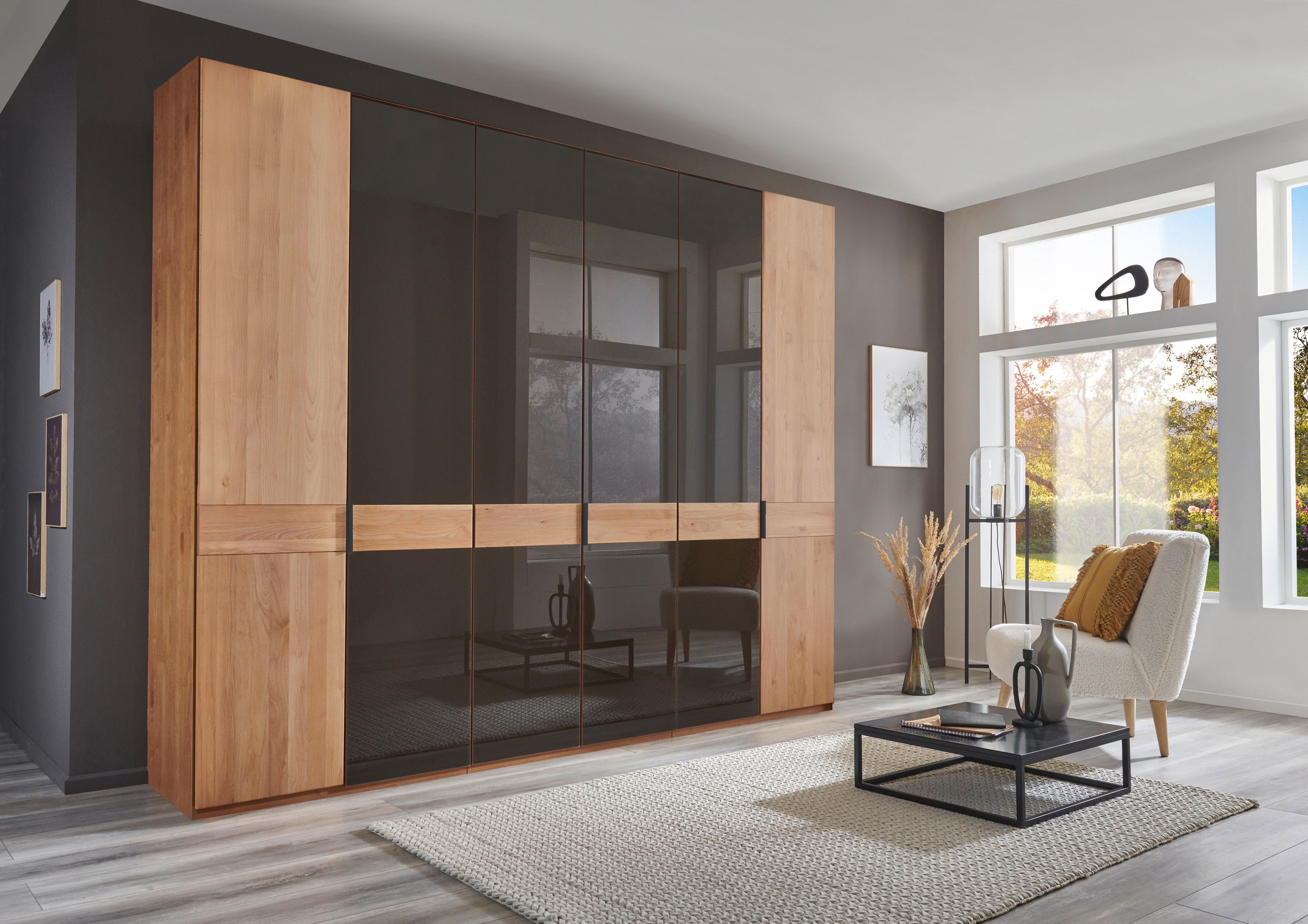 WIEMANN Kleiderschrank "Cardiff, Massivholztüren in Kombination mit Glas- o günstig online kaufen