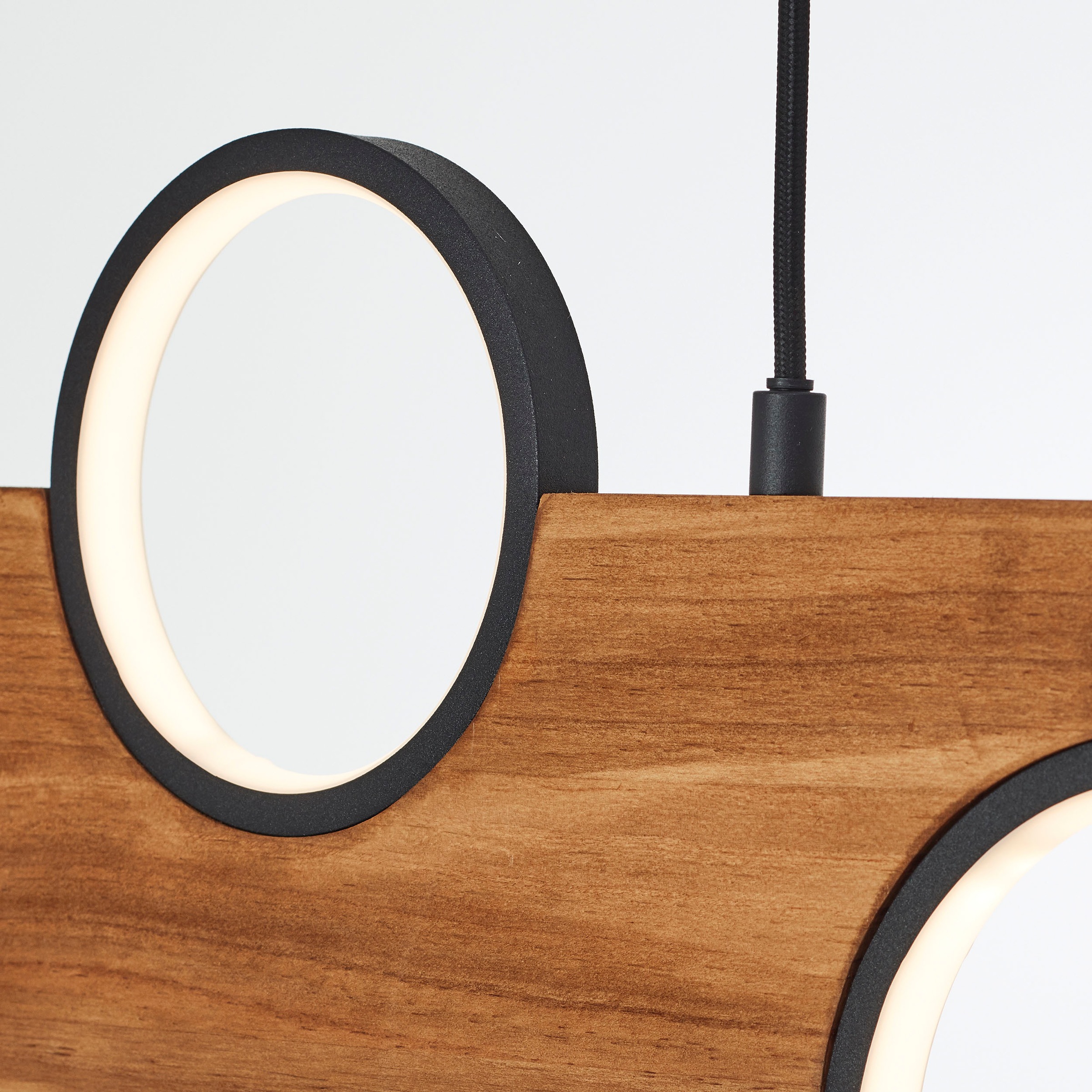 Brilliant LED Pendelleuchte »Cheesy«, 150 x 100cm, 4100lm, 3000K, Holz/Metall, natur/schwarz