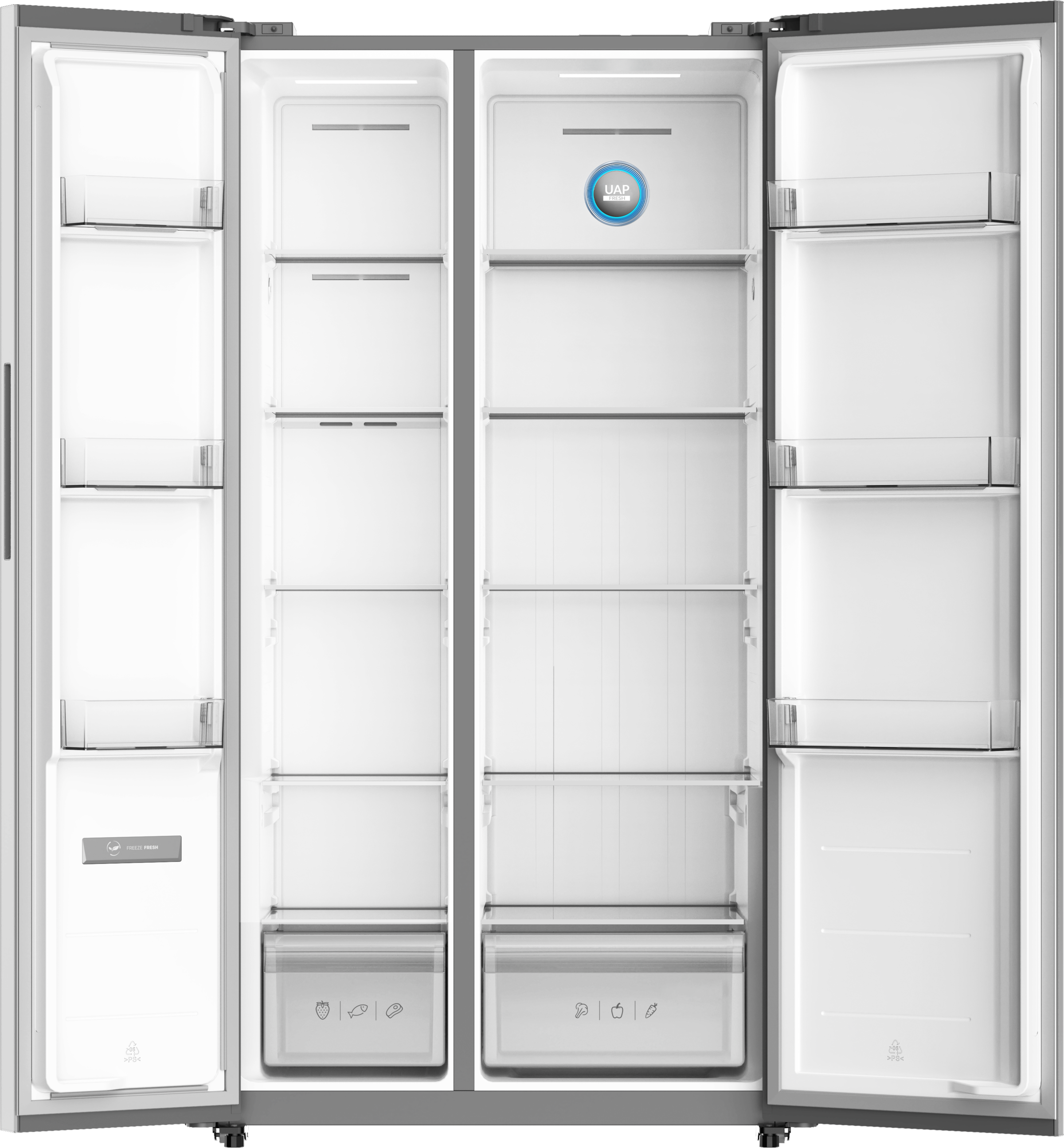 Amica Side-by-Side »SBSN 397 180 E« 179 cm hoch 91 cm breit 535 Liter Nutzinhalt - viel Platz für frische und gefrorene Vorräte