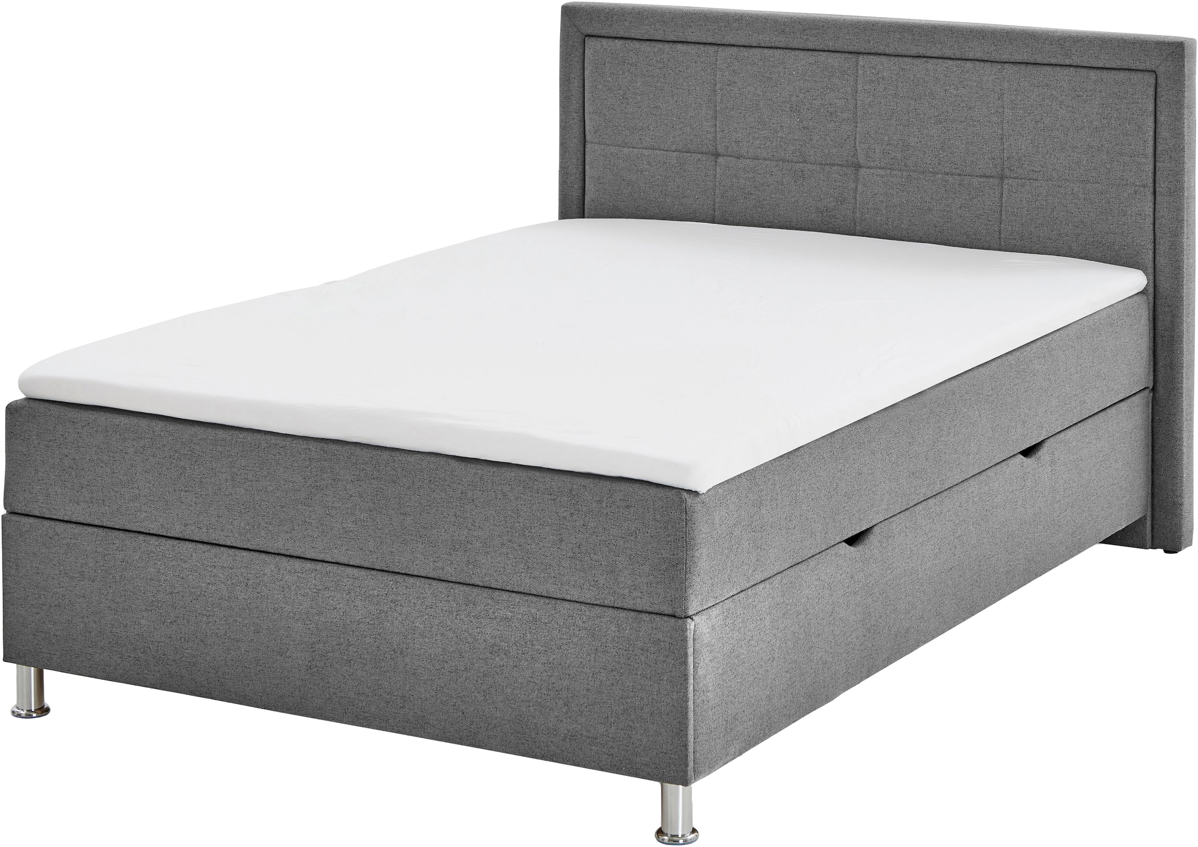 Home affaire Boxbett »Fergus inkl. Bettkasten und Topper, Breite 120cm« mit Metallfuß in Chromoptik