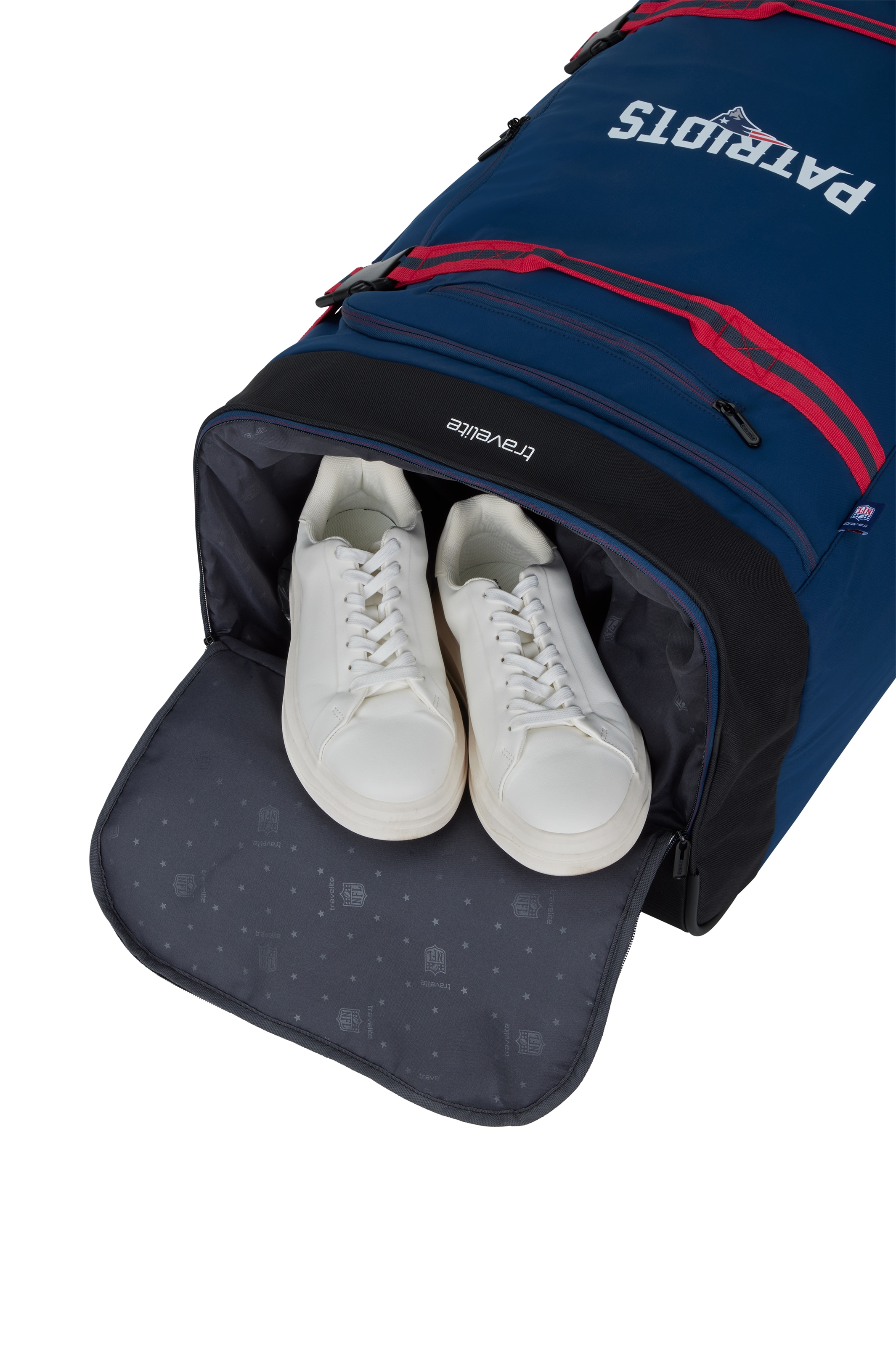 travelite Reisetasche »travelite x NFL Rollenreisetasche« Unisex Travelgab, große Öffnung, Schuhfach und Teleskopgestänge