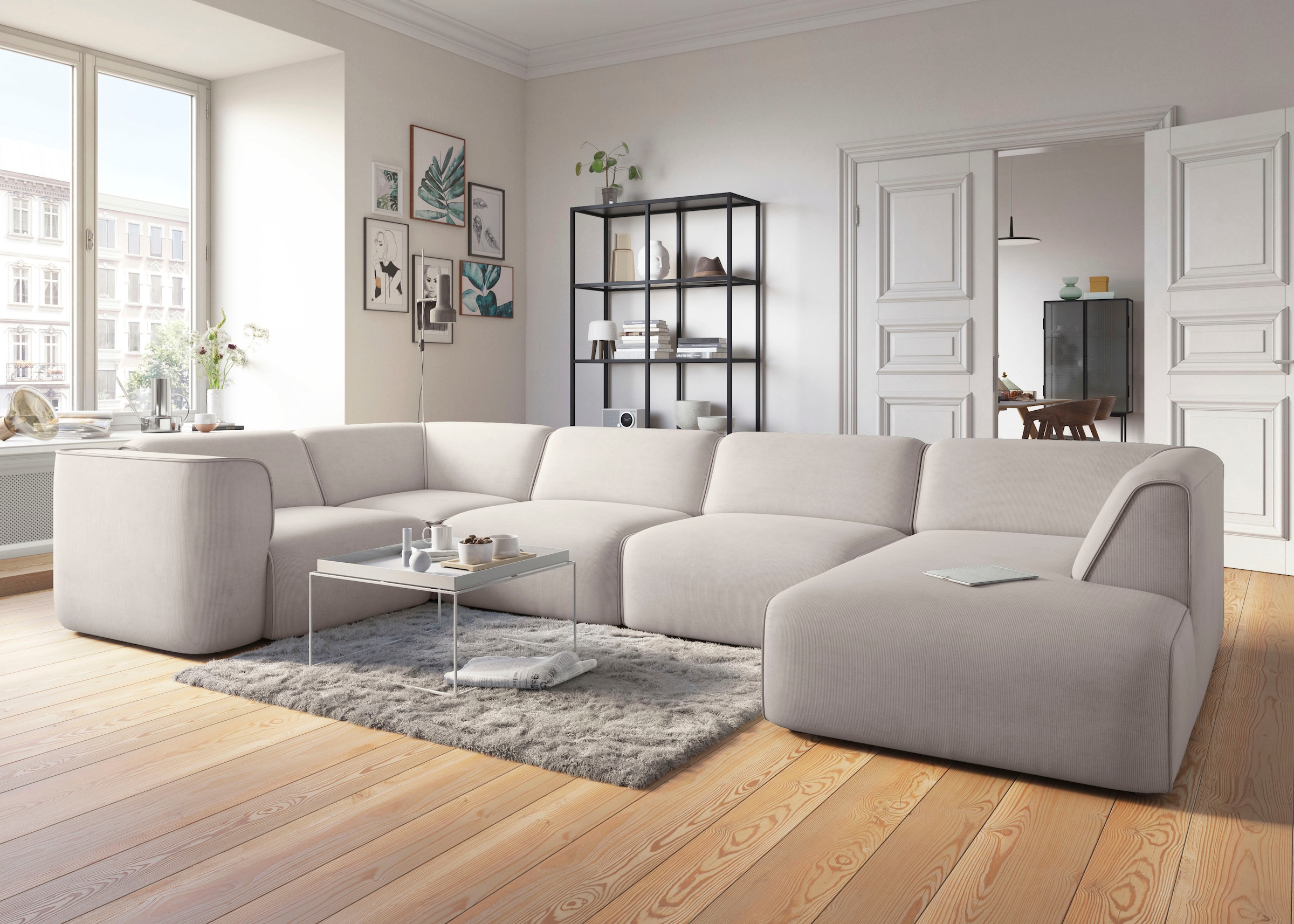RAUM.ID Wohnlandschaft »Merid U-Form, jederzeit durch Module erweiterbar, B/T/H: 367/206/70 cm«, als Modul oder separat verwendbar, für individuelle Zusammenstellung