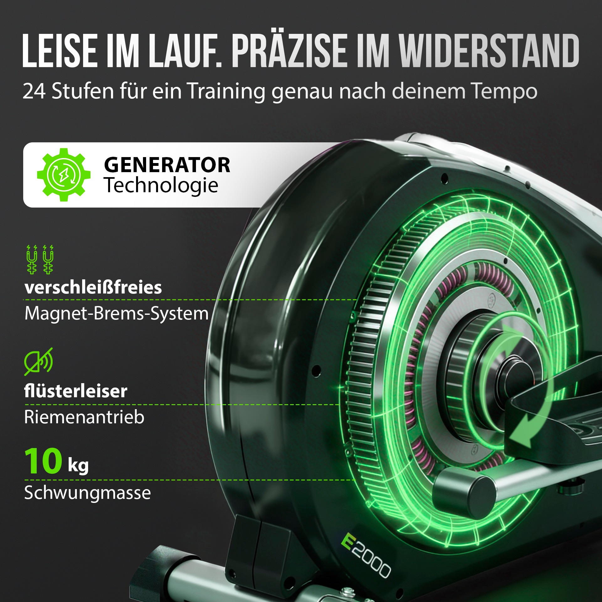 Christopeit Sport® Crosstrainer-Ergometer »Eco 2000"« 150 kg max. Benutzergewicht, 24 Widerstandsstufen