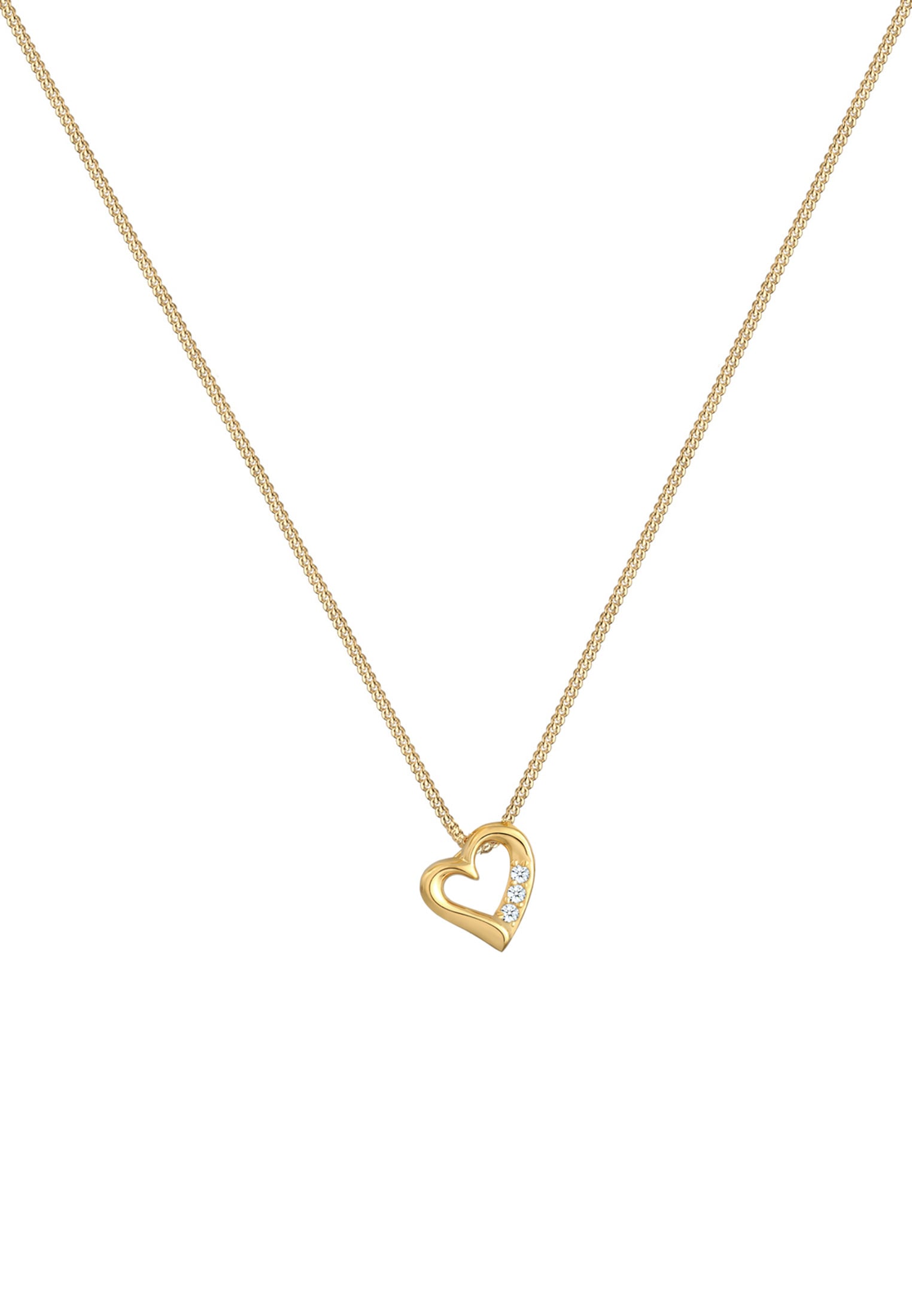 Elli DIAMONDS Collierkettchen »Herz Diamant Weiß Brillantschliff (0.045 ct) 585 Gelbgold«