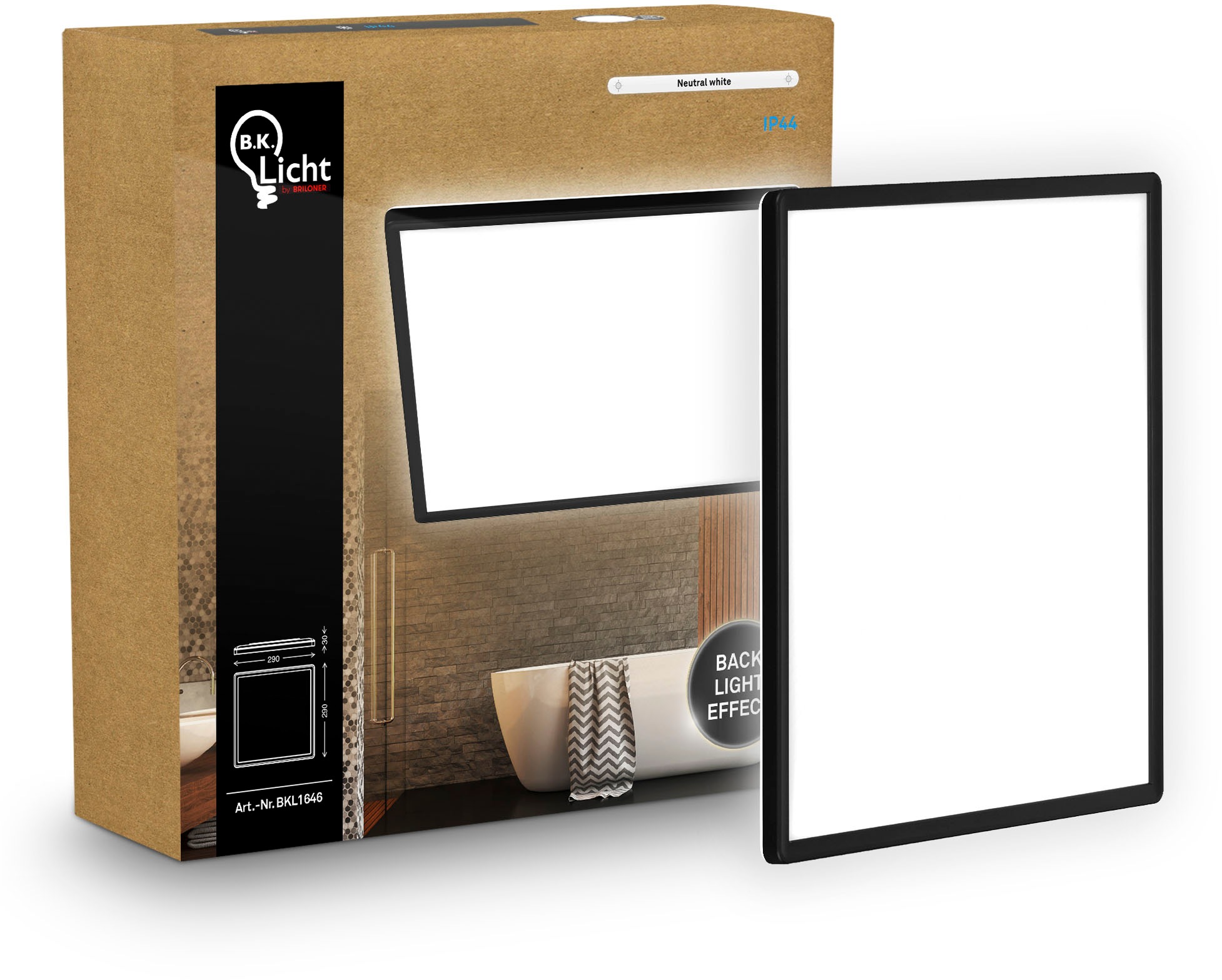 B.K.Licht LED Panel »SHALLOW« LED-Board 1 Stk. Neutralweiß 29x29x3 cm, Badlampe, Badezimmer, Küche, Wohnzimmer