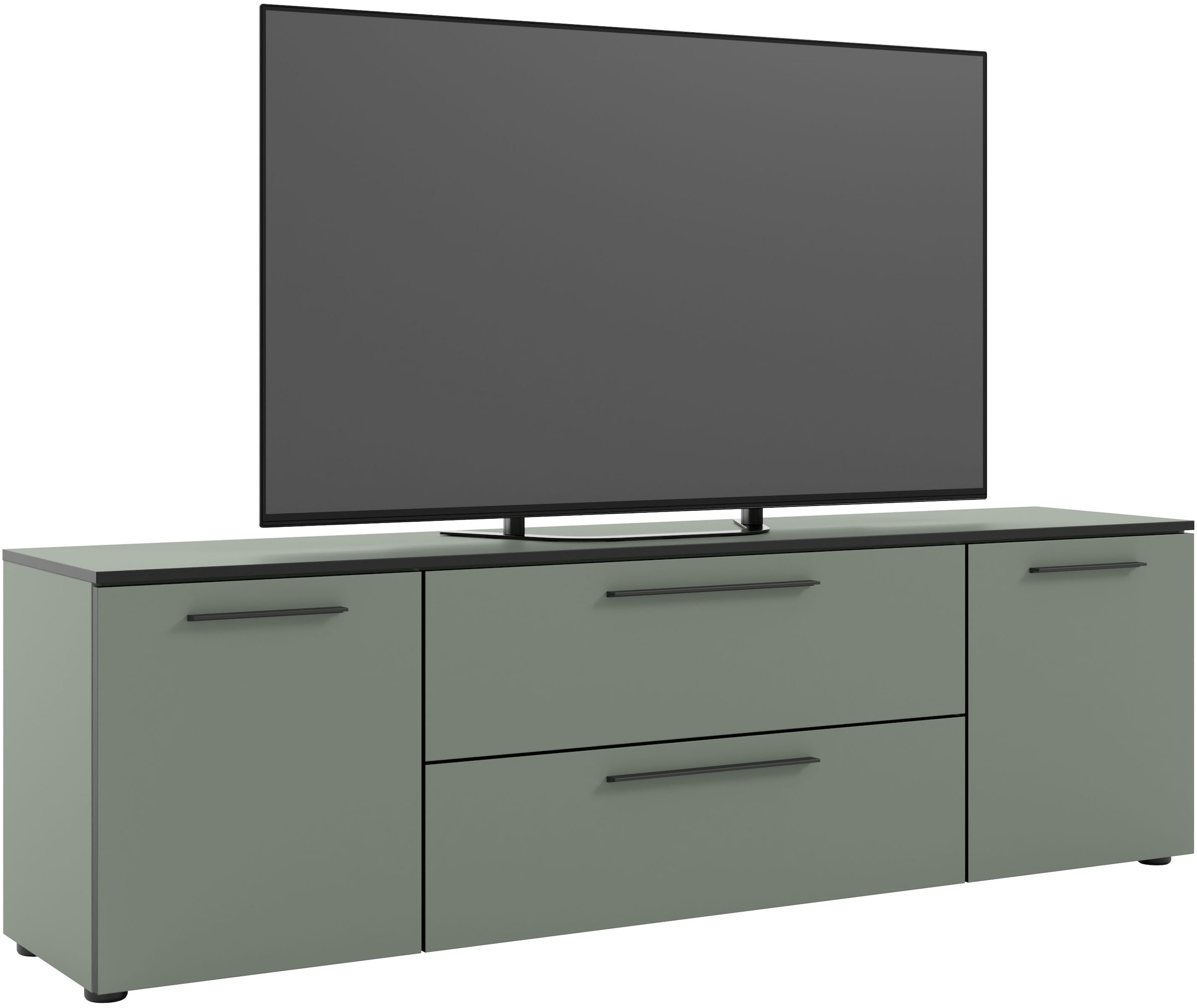 Manjana Möbel Lowboard »mit Schwarz matten Metallgriffen«