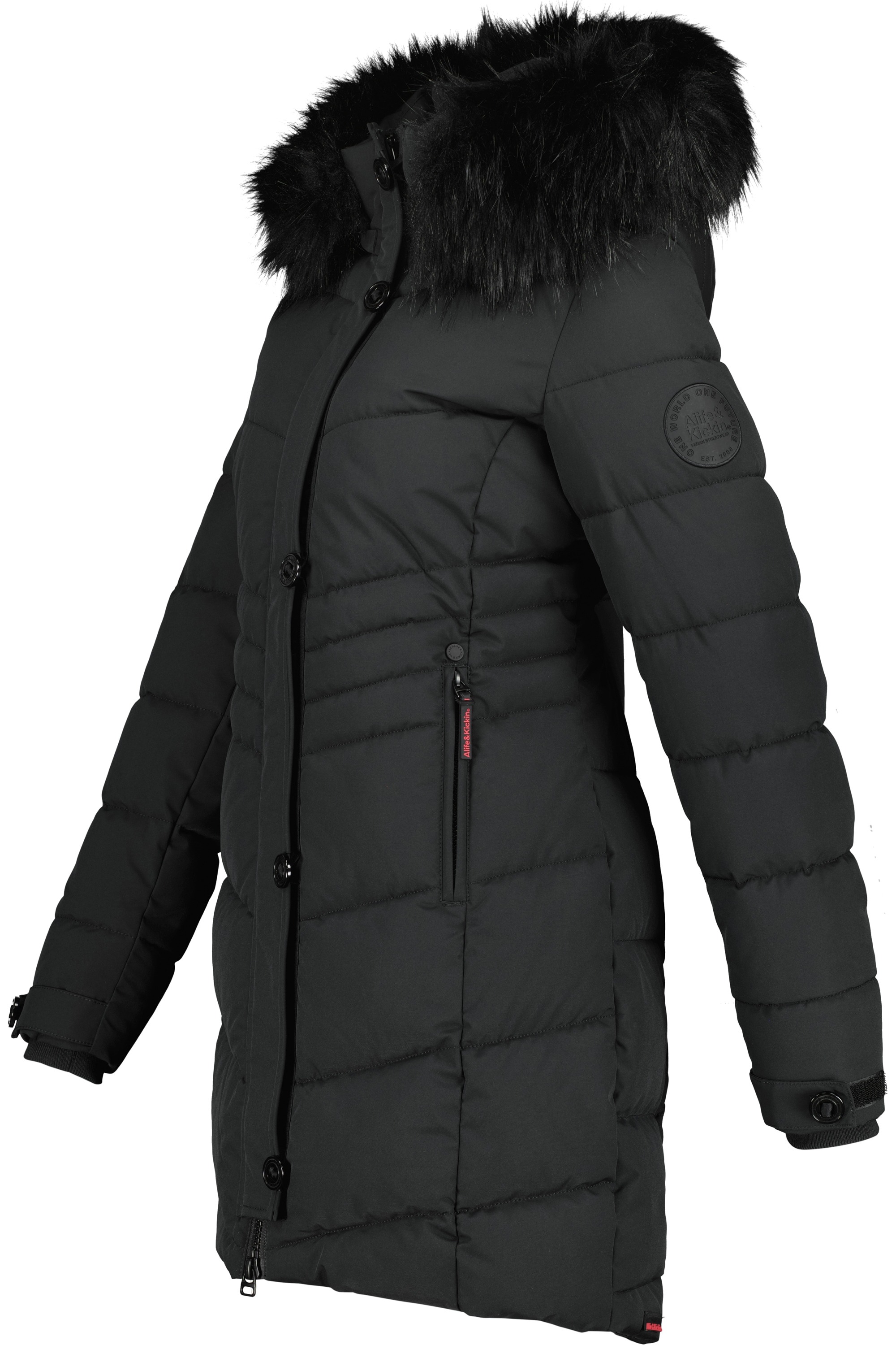Alife & Kickin Winterjacke »Damen AmaliaAK A«, mit Kapuze, Lange gefütterte Damenwinterjacke mit abnehmbarer Kunstfellkapuze