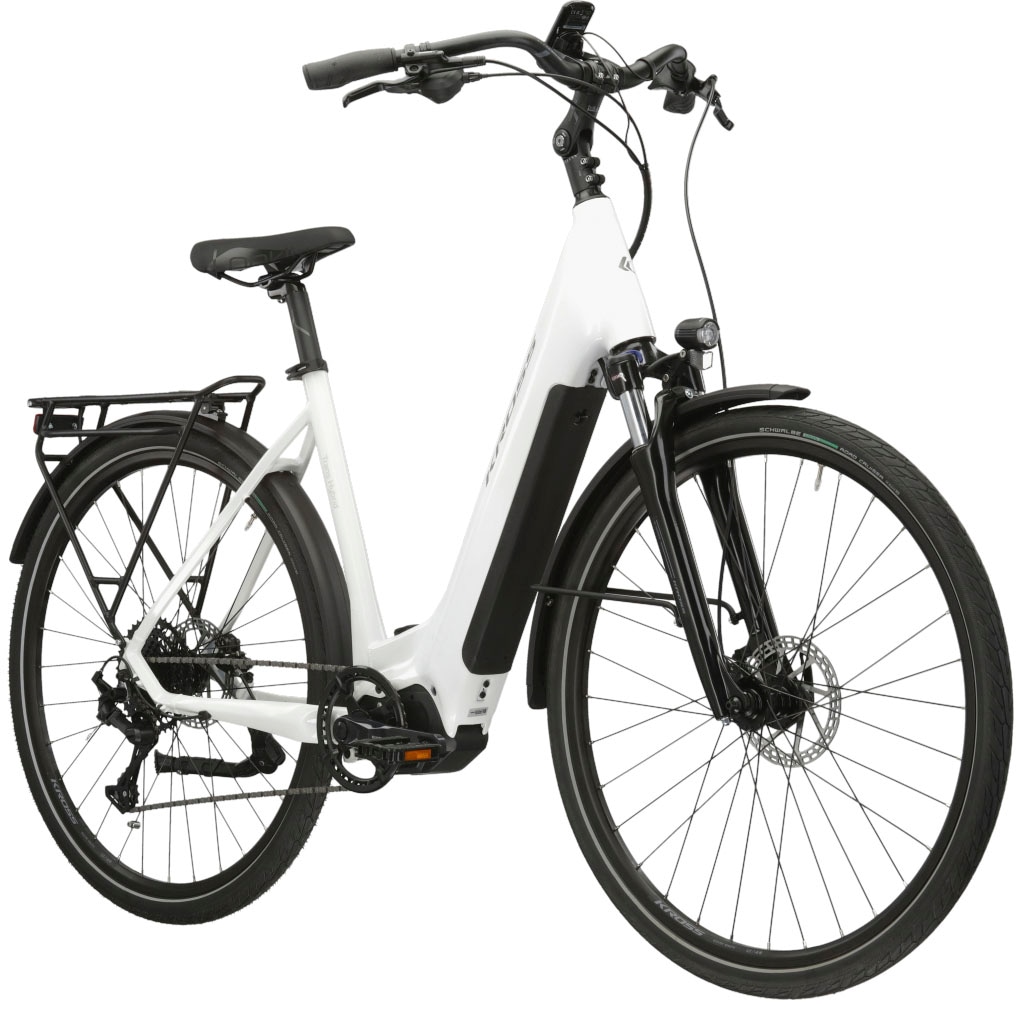 Kross E-Bike »KROSS E-Trekkingrad Trans 5.0 28" weiß 9 Gänge«, 9 Gang, microSHIFT, ADVENT M619, Mittelmotor 250 W, Pedelec, Elektrofahrrad für Damen und Herren