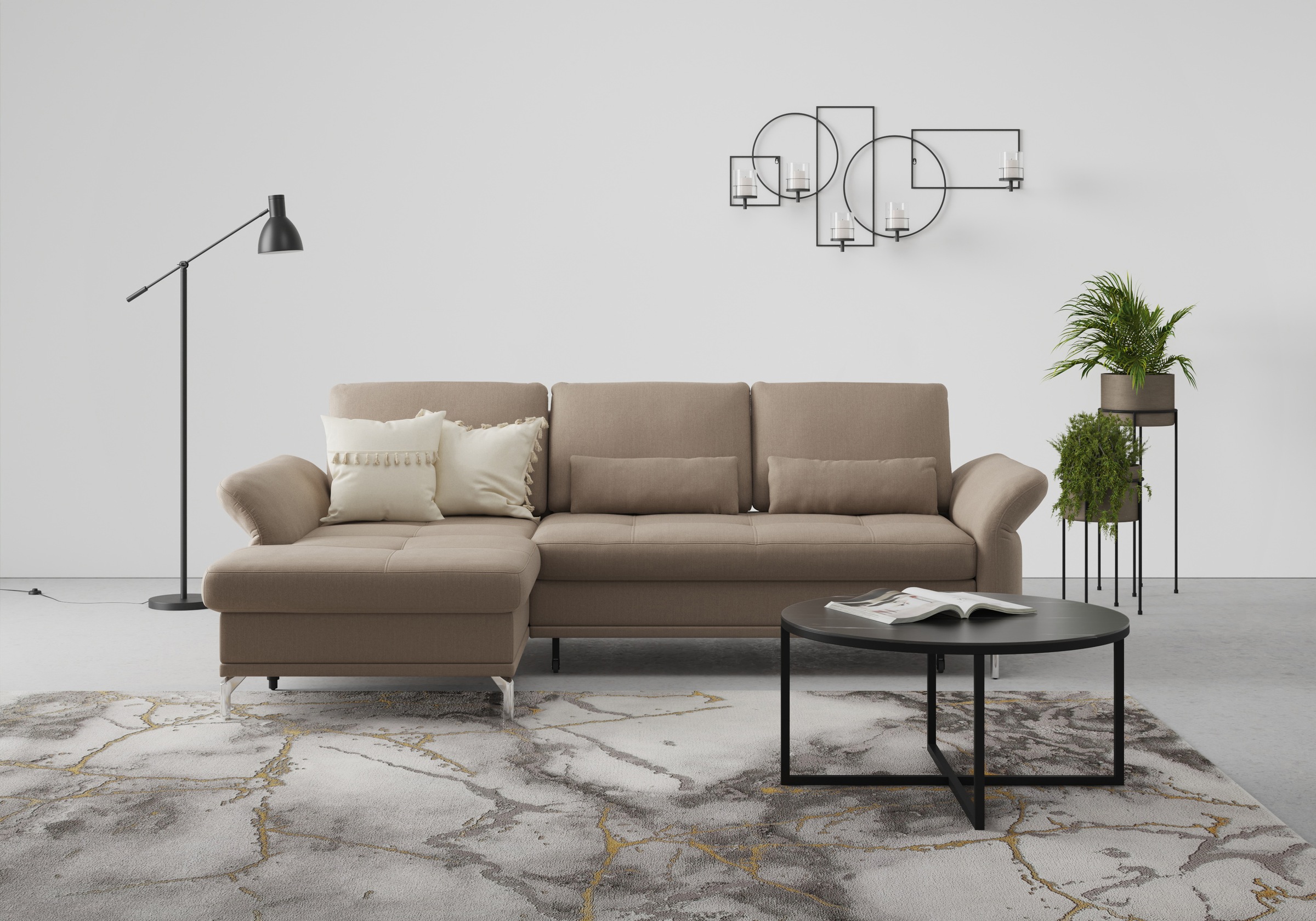 Home affaire Ecksofa »Palm Beach L-Form« Federkern, mit Sitztiefenverstellu günstig online kaufen